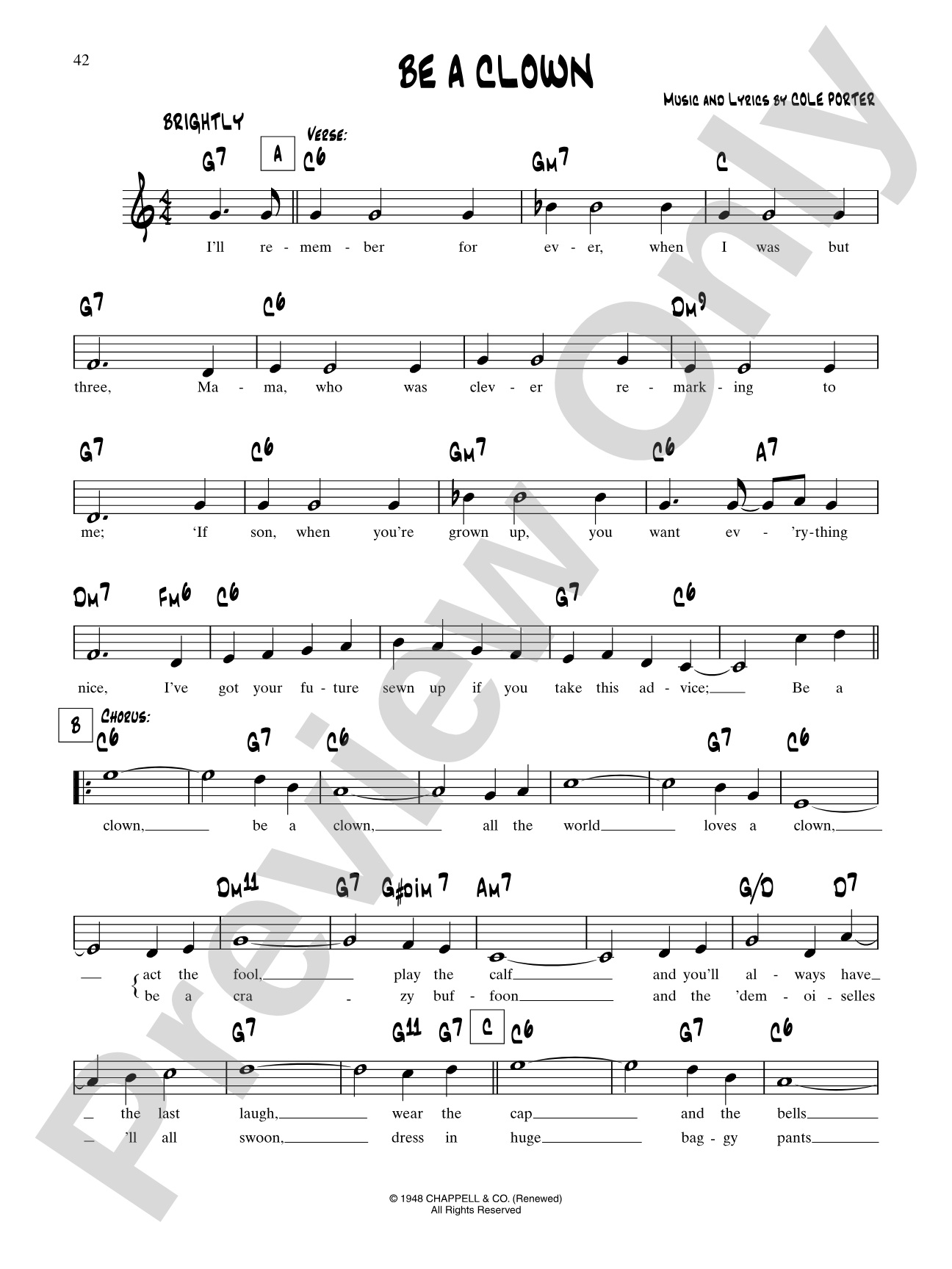 Be A Clown: Lead Sheet