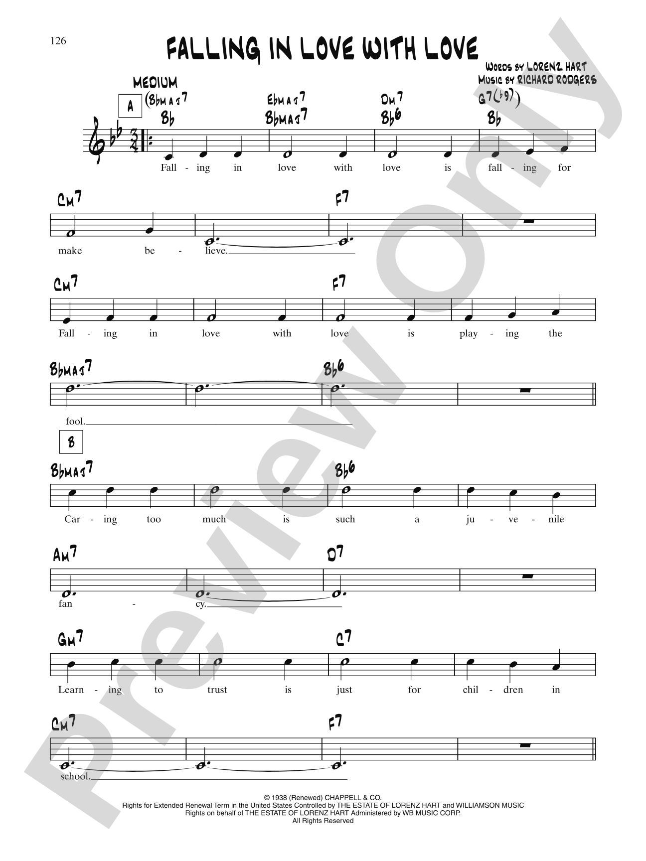 Falling In Love With Love (From "The Boys From Syracuse"): Lead Sheet