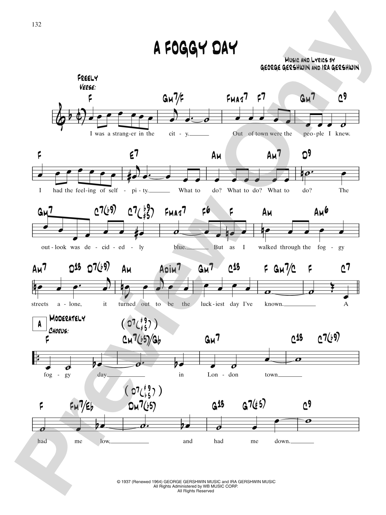 A Foggy Day (In London Town): Lead Sheet