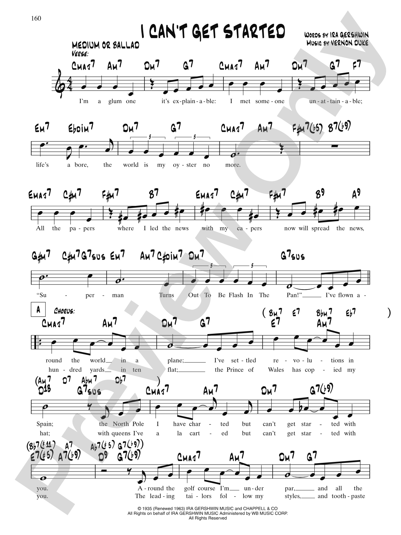 I Can't Get Started: Lead Sheet