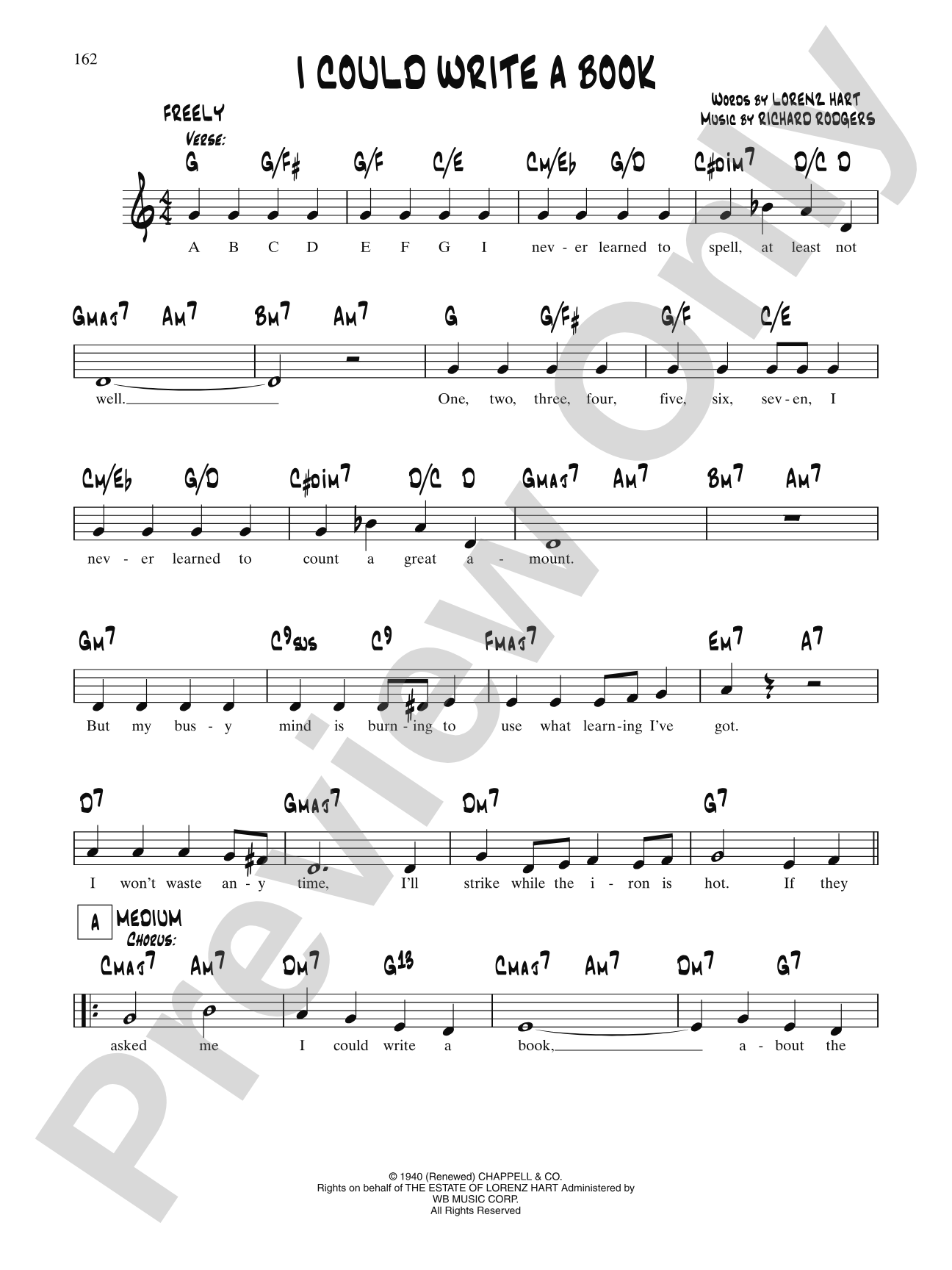 I Could Write A Book (From "Pal Joey"): Lead Sheet