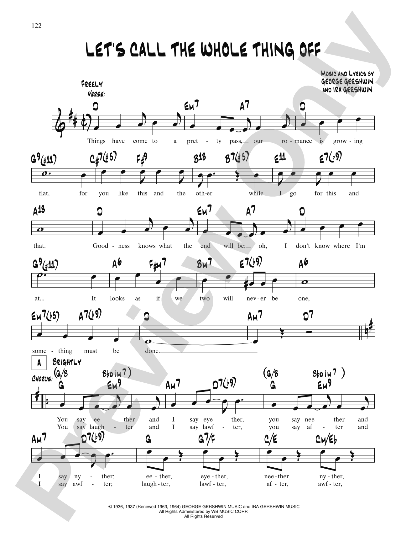 Let's Call The Whole Thing Off (From "Shall We Dance"): Lead Sheet