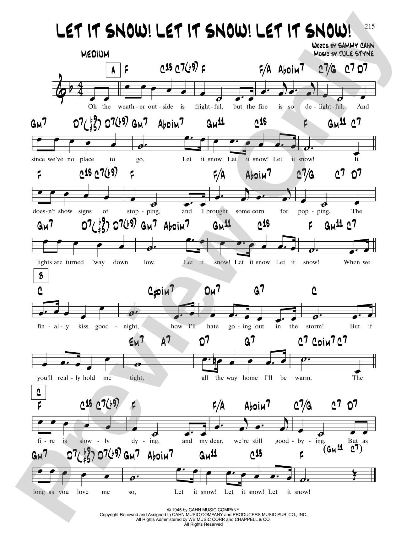 Let It Snow! Let It Snow! Let It Snow!: Lead Sheet