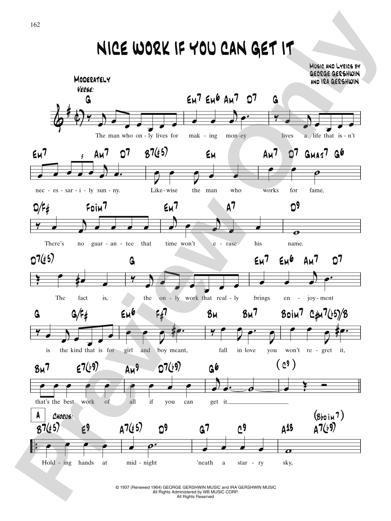 Nice Work If You Can Get It (From "Damsel In Distress"): Lead Sheet
