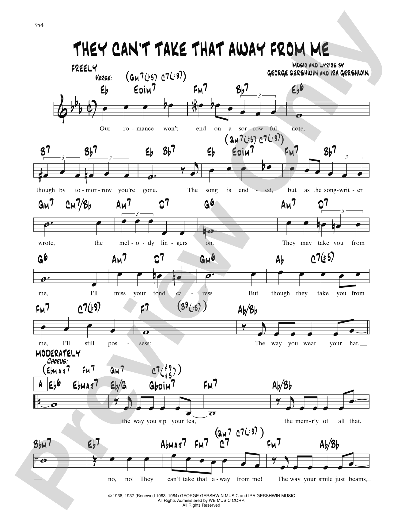 They Can't Take That Away From Me (From "Shall We Dance"): Lead Sheet