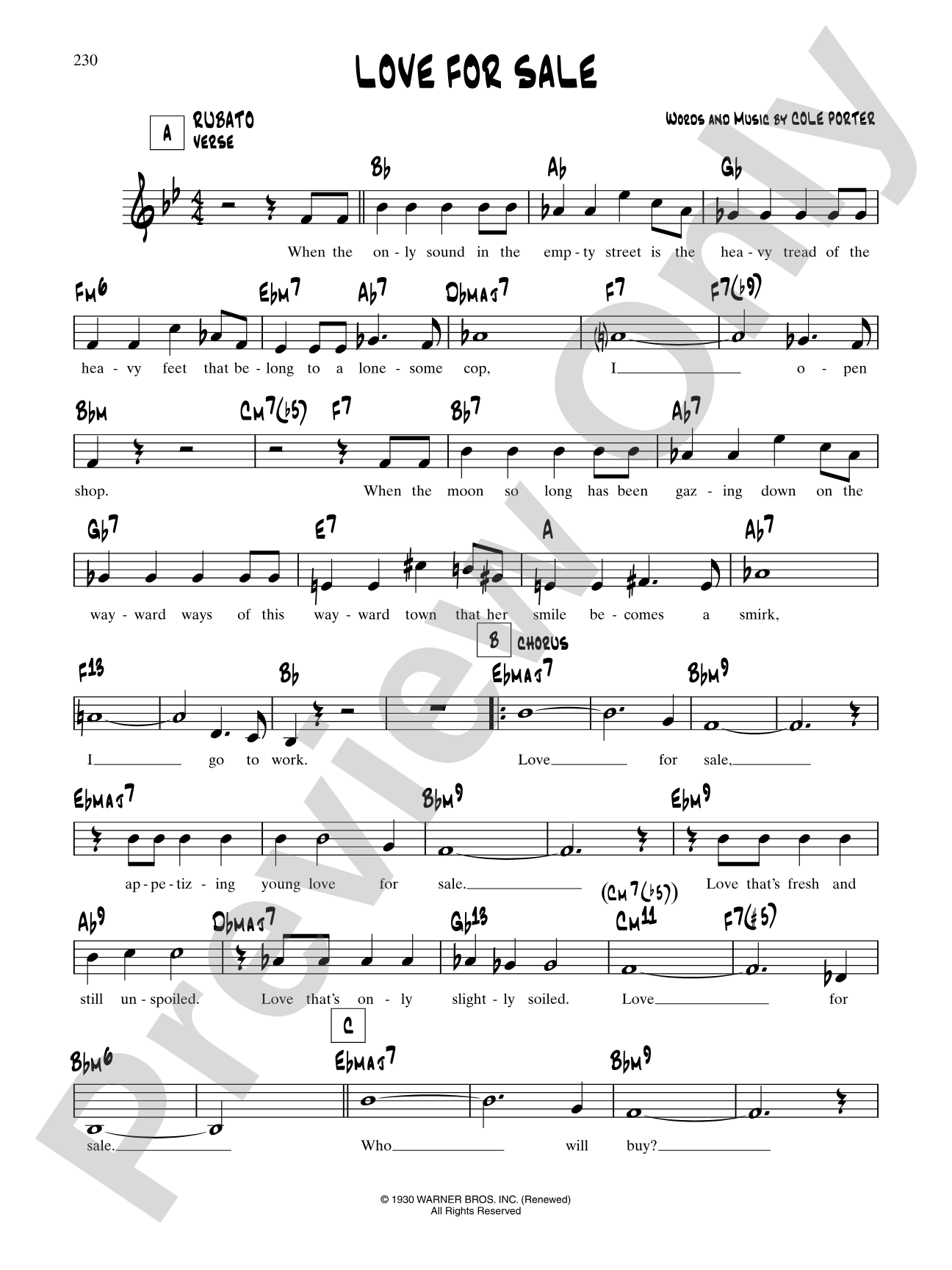 Love For Sale: Lead Sheet