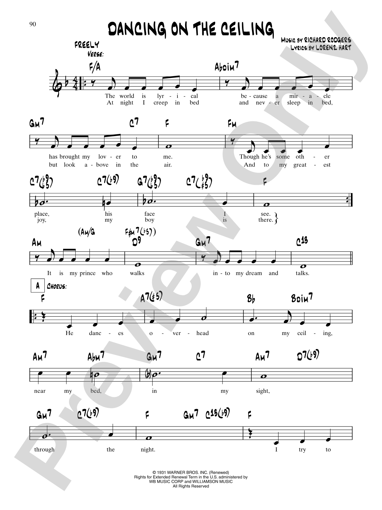 Dancing On The Ceiling (He Dances On My Ceiling) (From "Evergreen"): Lead Sheet