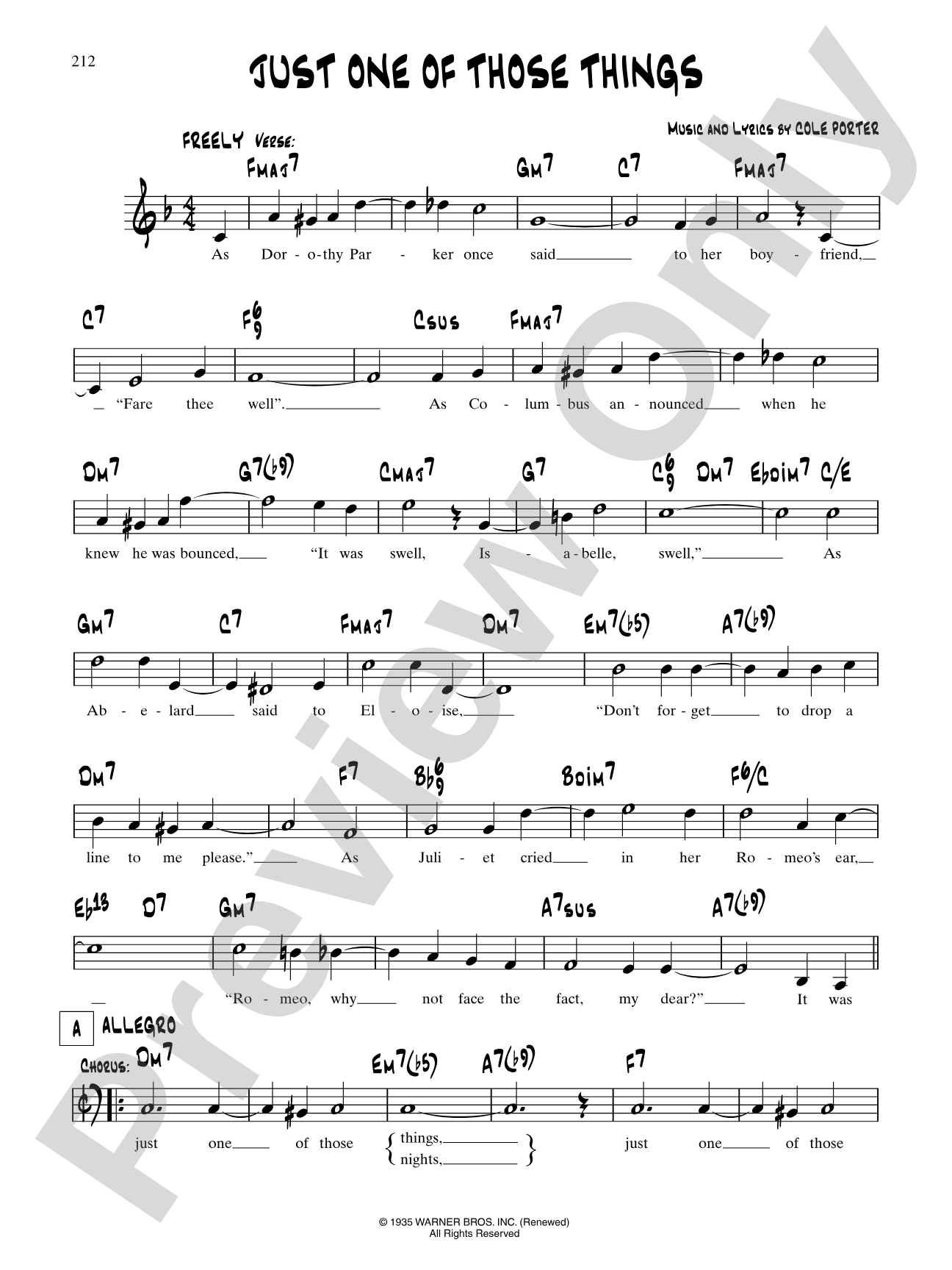 Just One Of Those Things (From "High Society"): Lead Sheet
