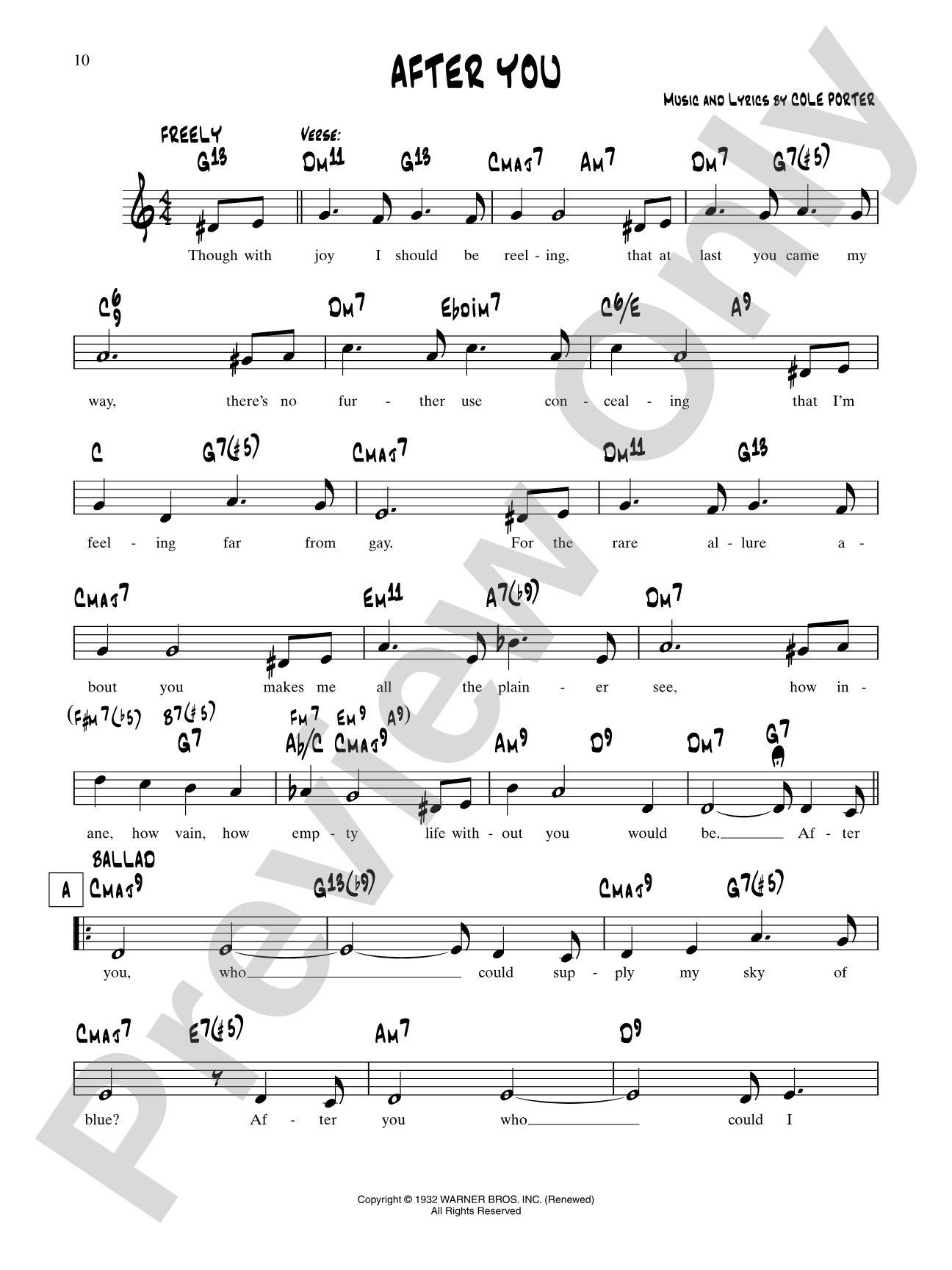 After You, Who?: Lead Sheet