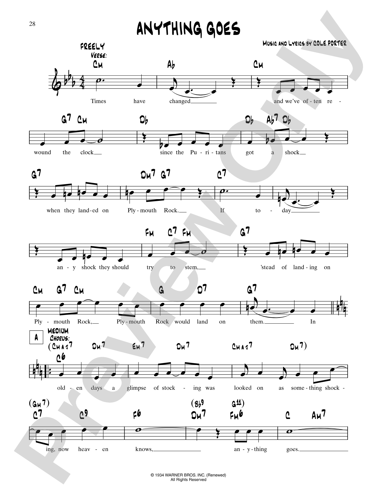 Anything Goes (From "Anything Goes"): Lead Sheet