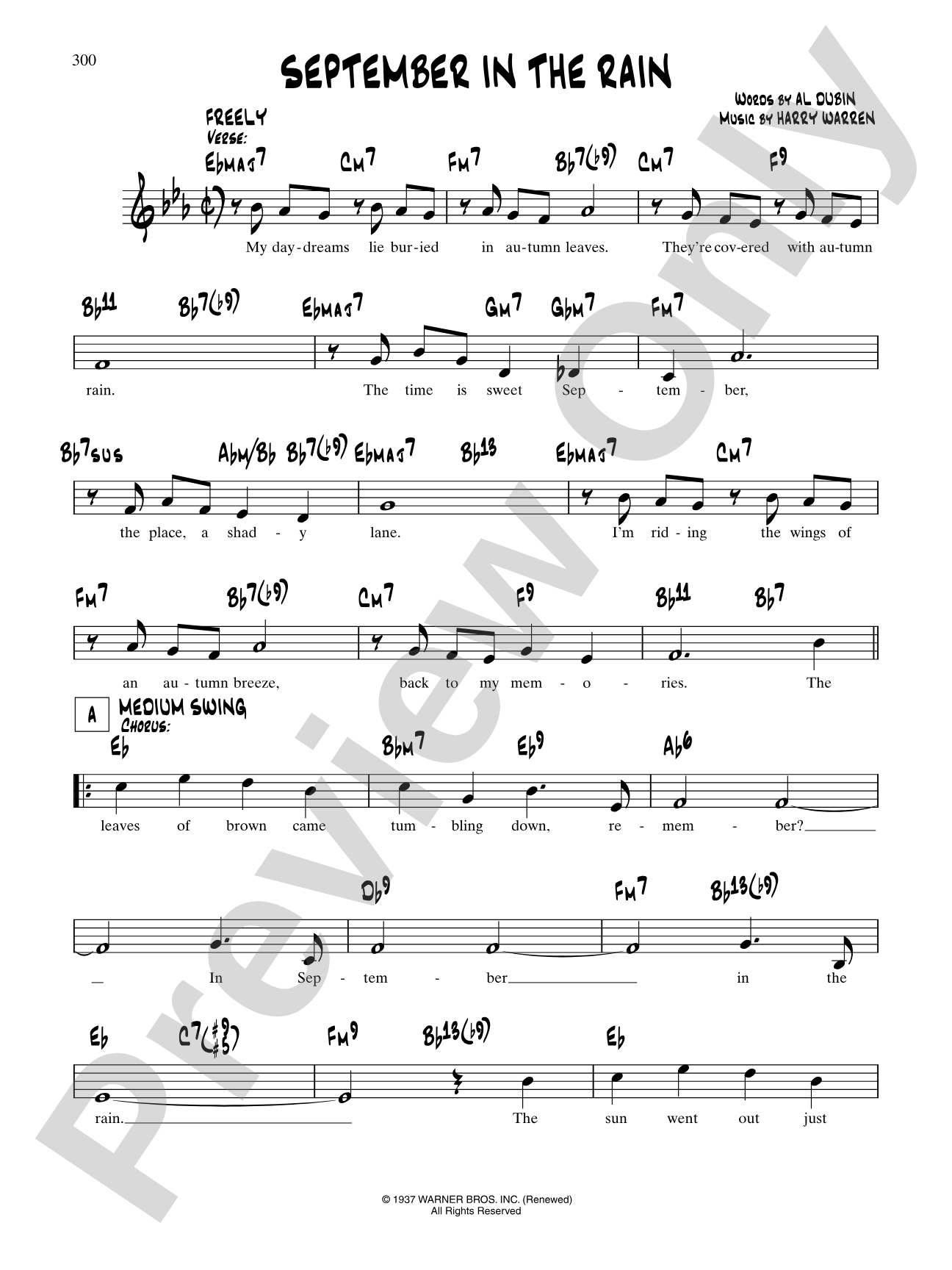 September In The Rain: Lead Sheet