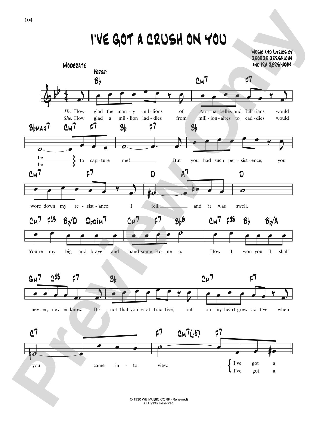 I've Got A Crush On You: Lead Sheet