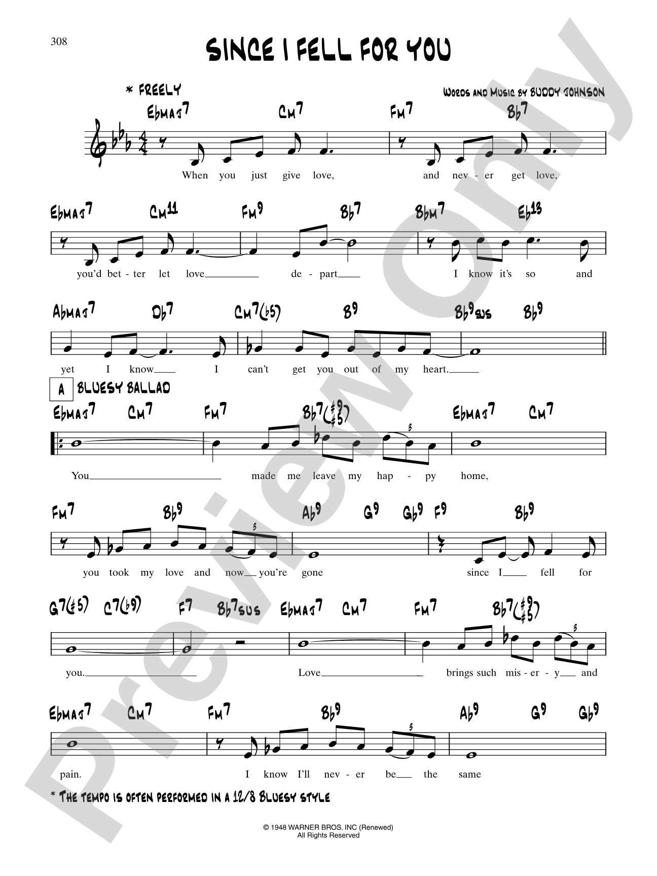Since I Fell For You: Lead Sheet