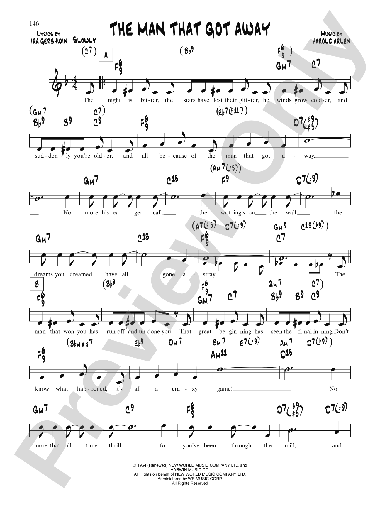The Man That Got Away (From "A Star Is Born"): Lead Sheet