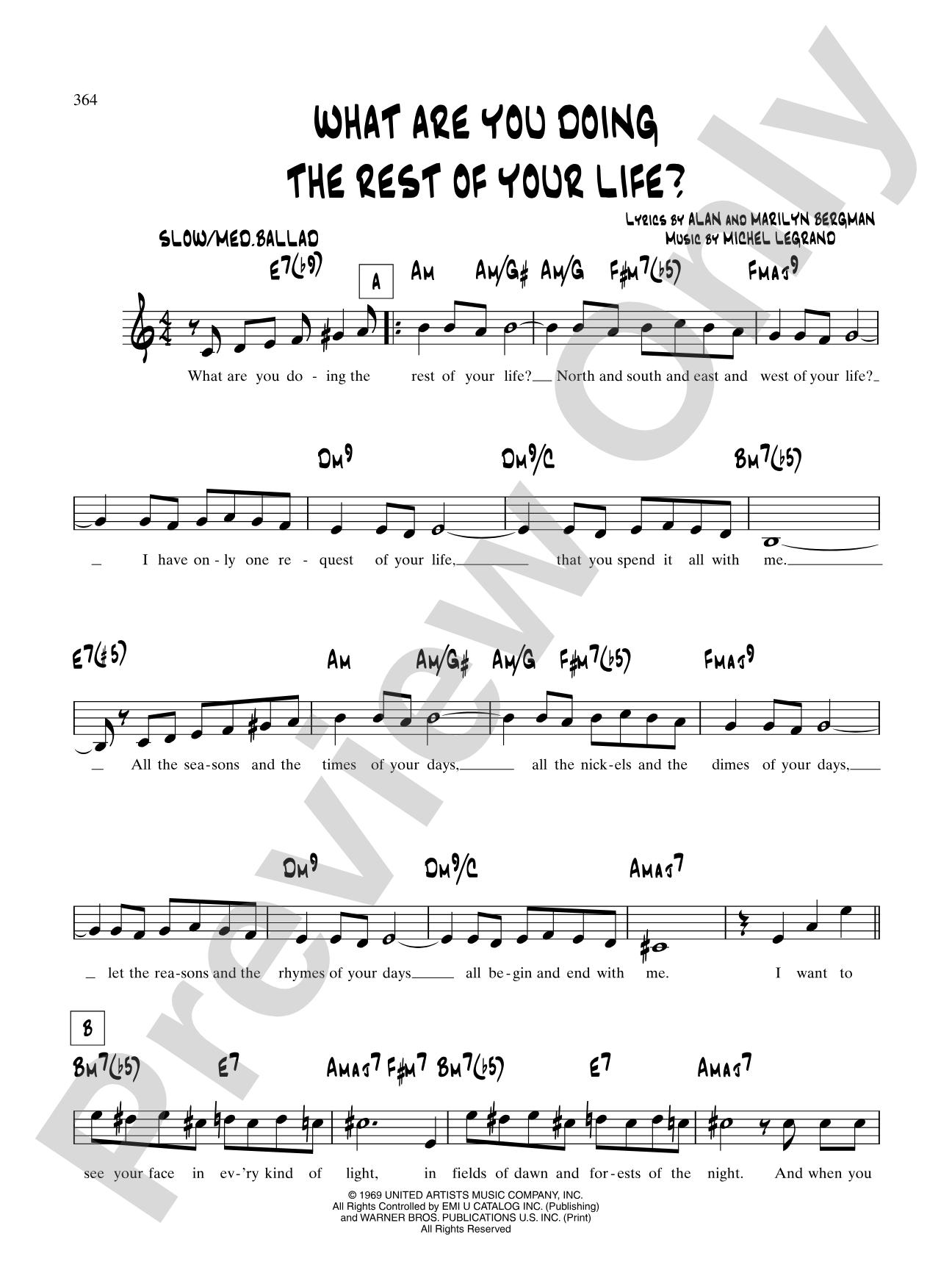 What Are You Doing The Rest Of Your Life?: Lead Sheet