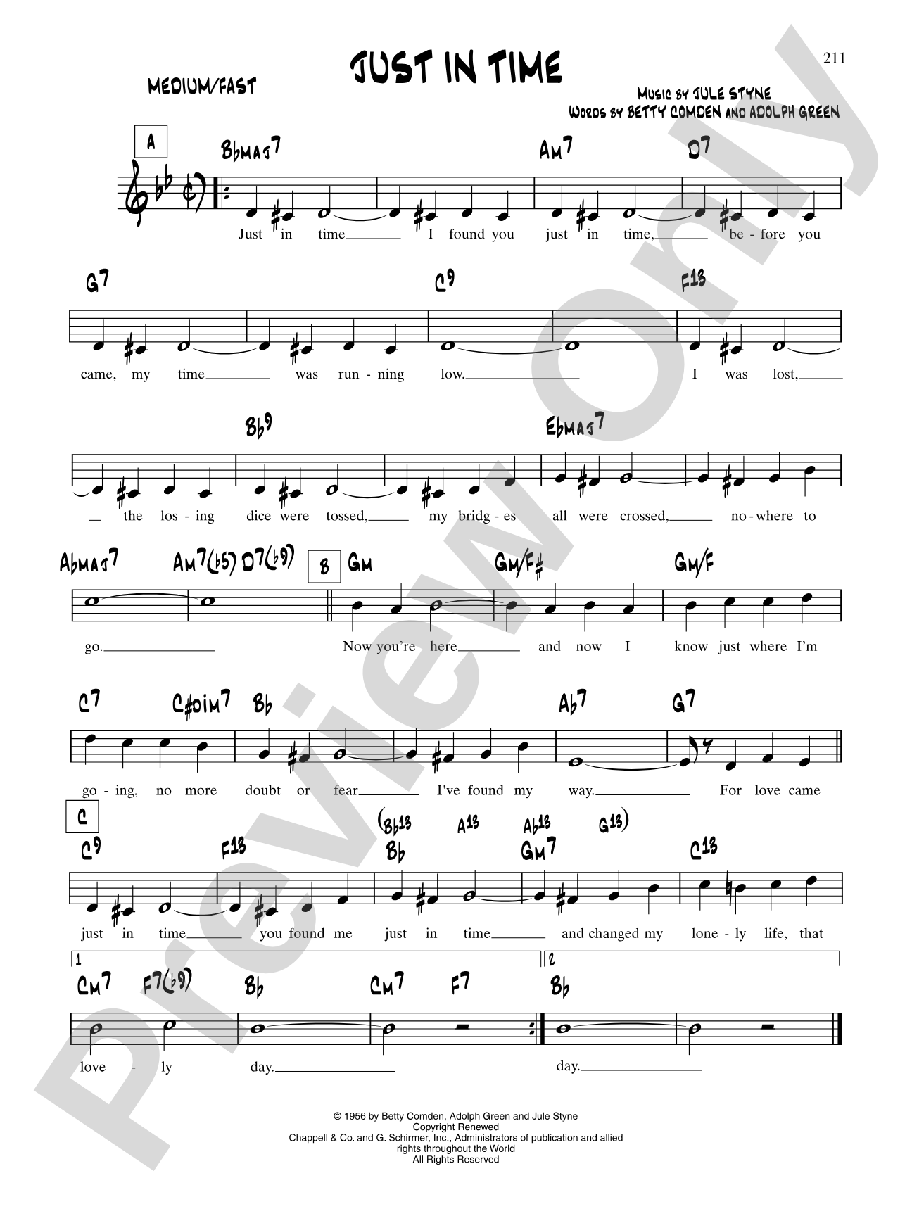 Just In Time: Lead Sheet