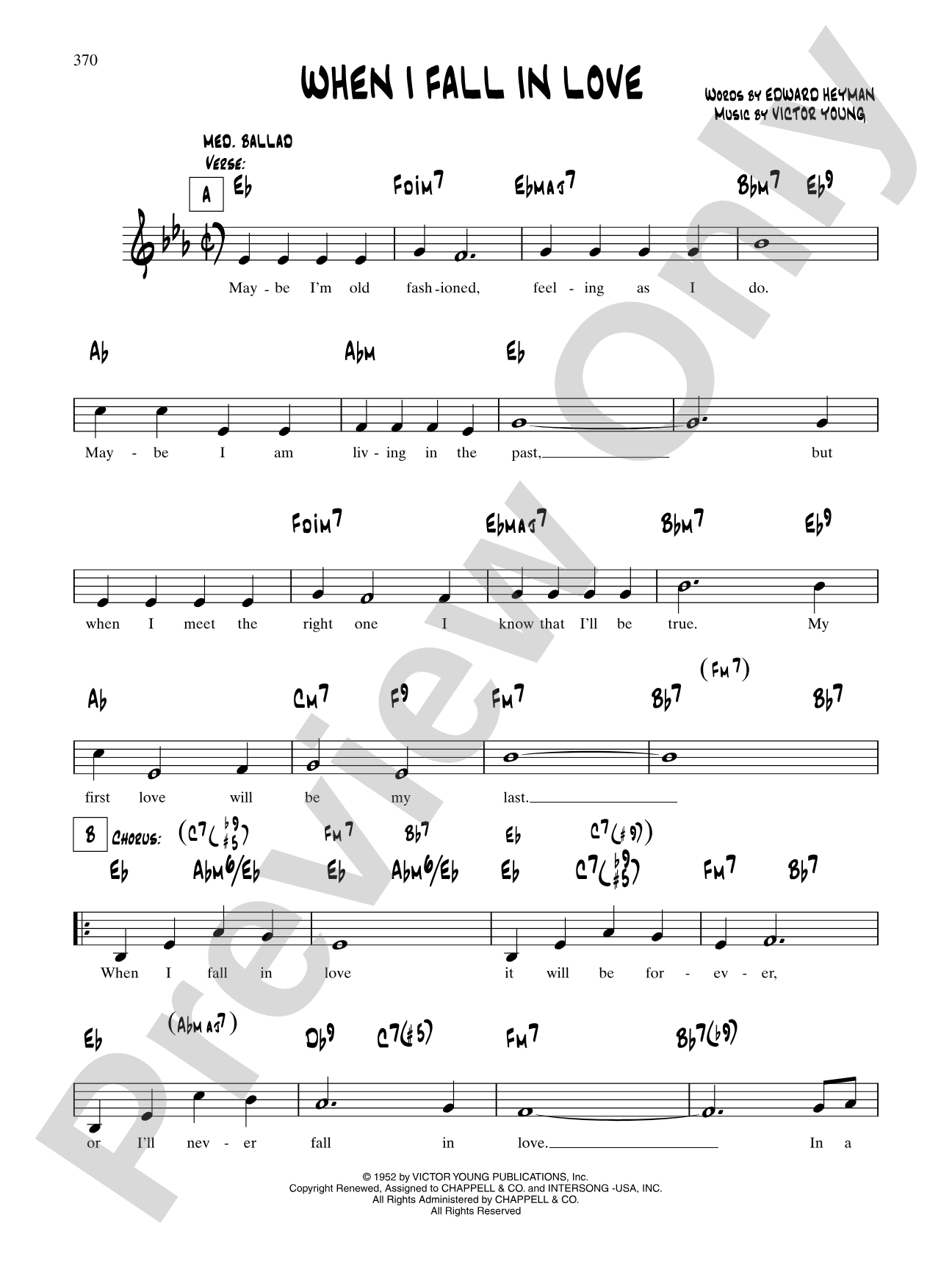 When I Fall In Love: Lead Sheet