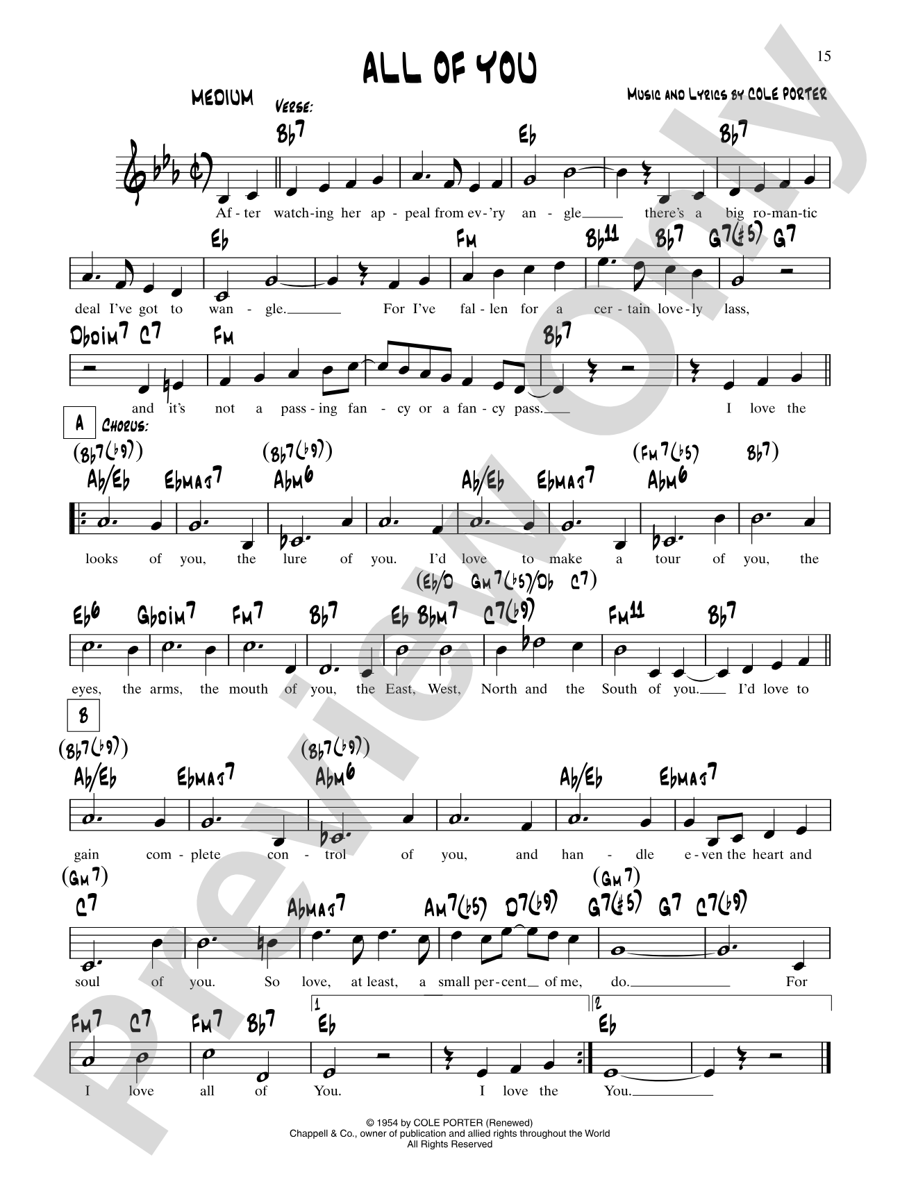All Of You: Lead Sheet