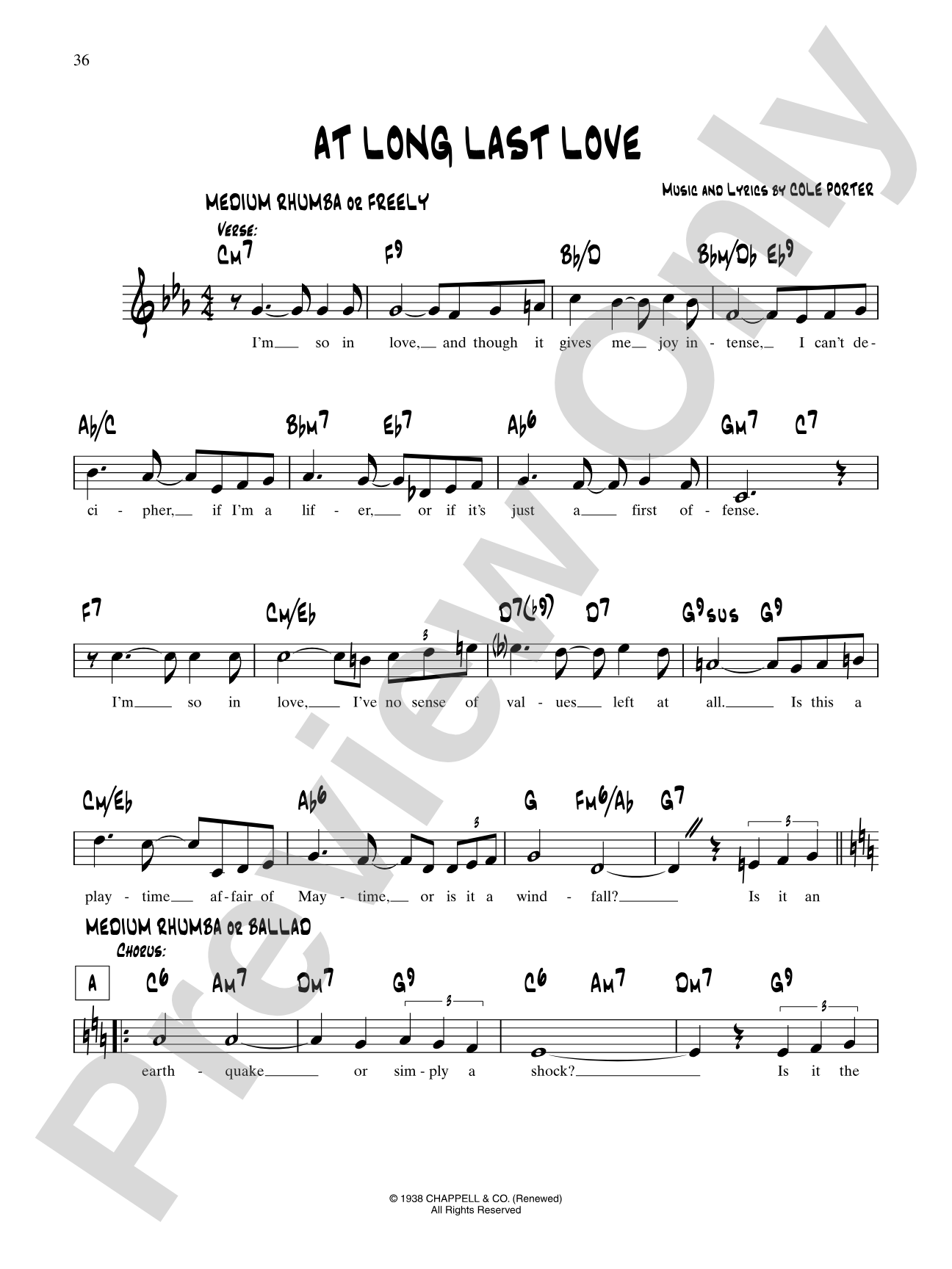 At Long Last Love: Lead Sheet