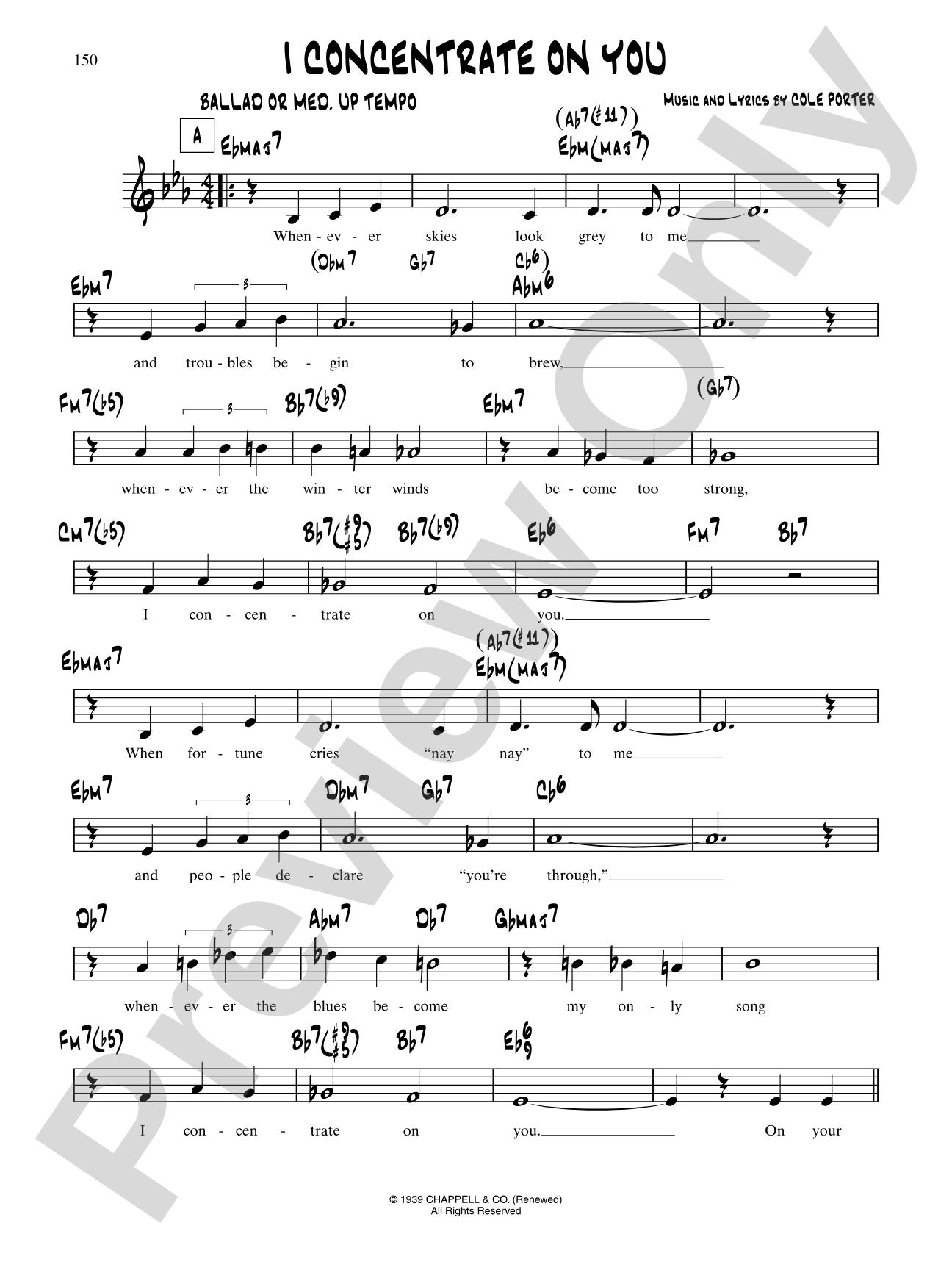 I Concentrate On You: Lead Sheet