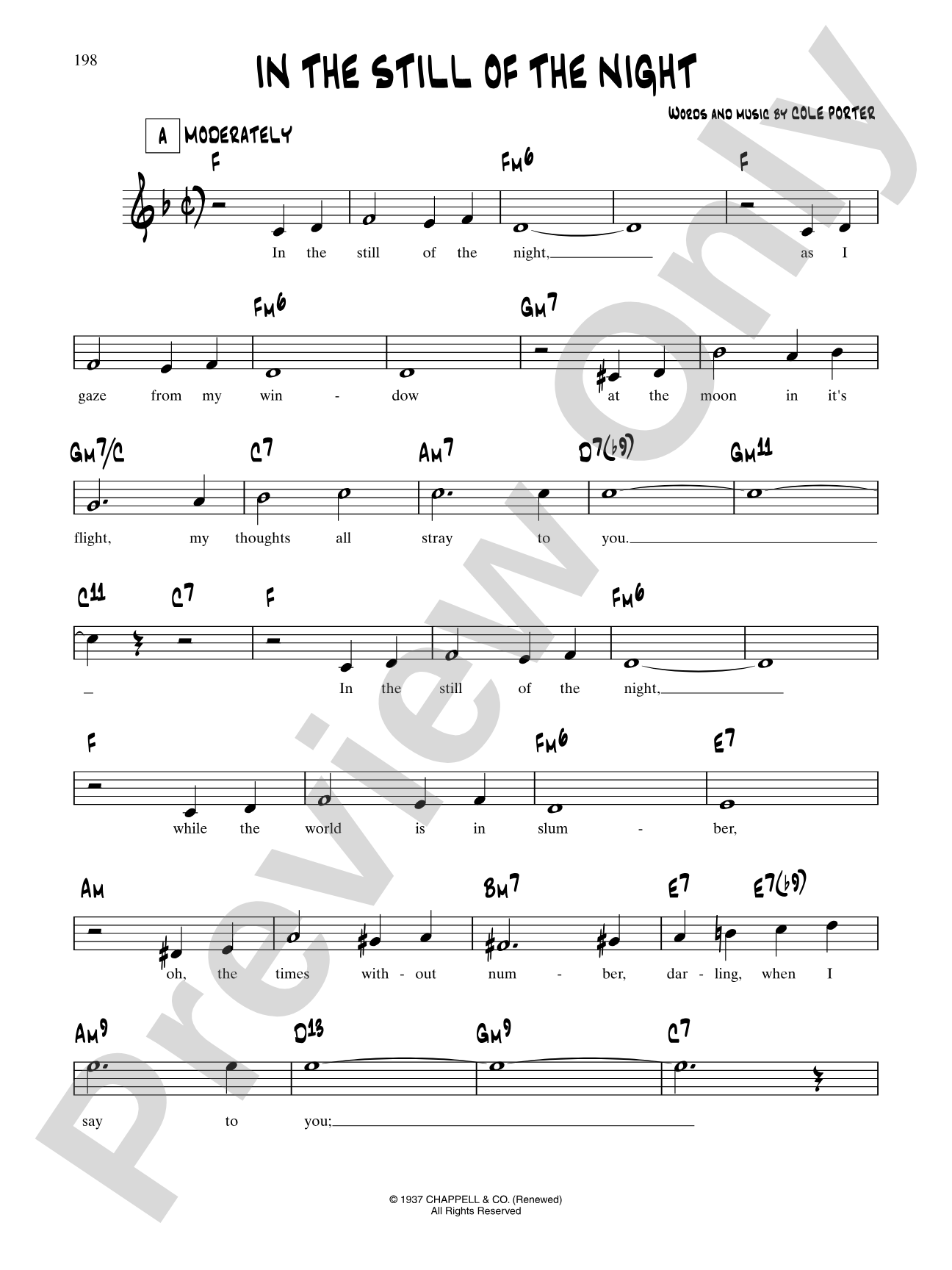 In The Still Of The Night (From "Rosalie"): Lead Sheet