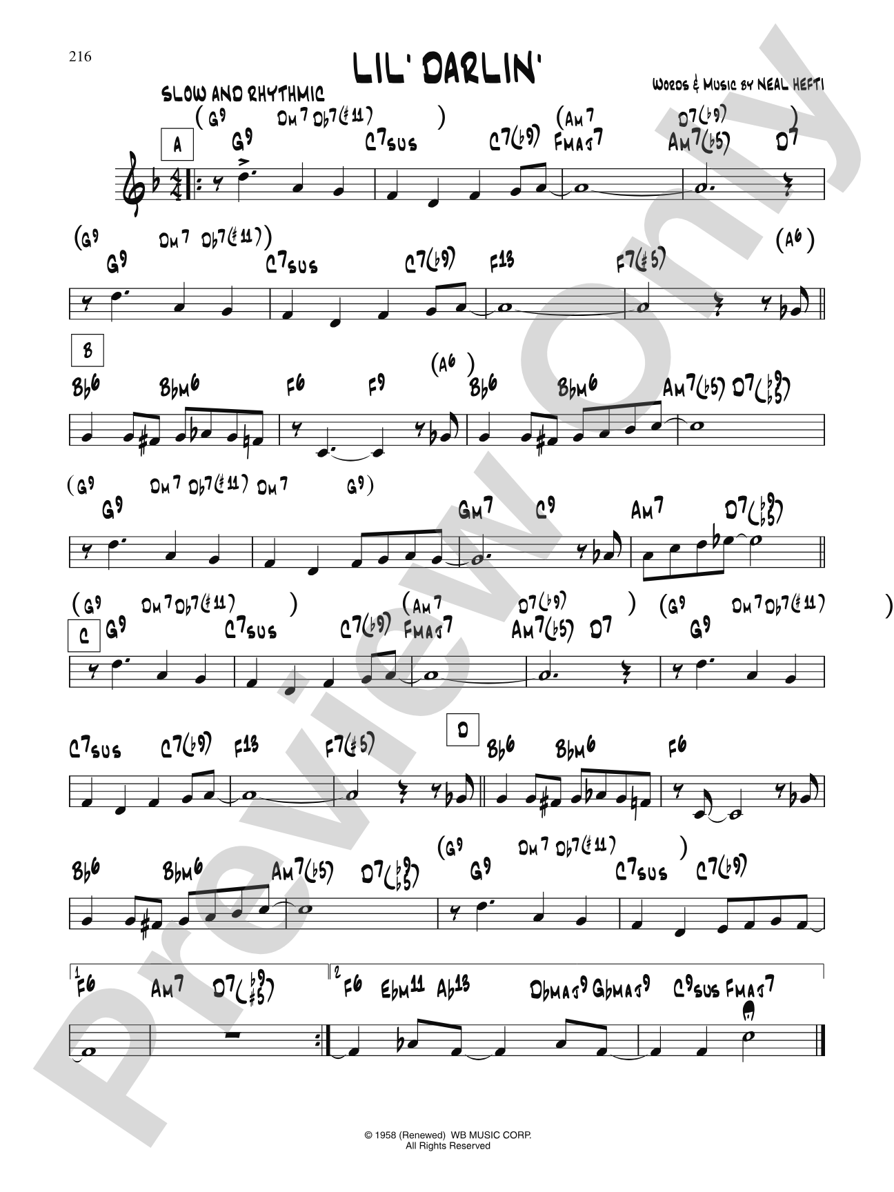 Li'l Darlin': Lead Sheet
