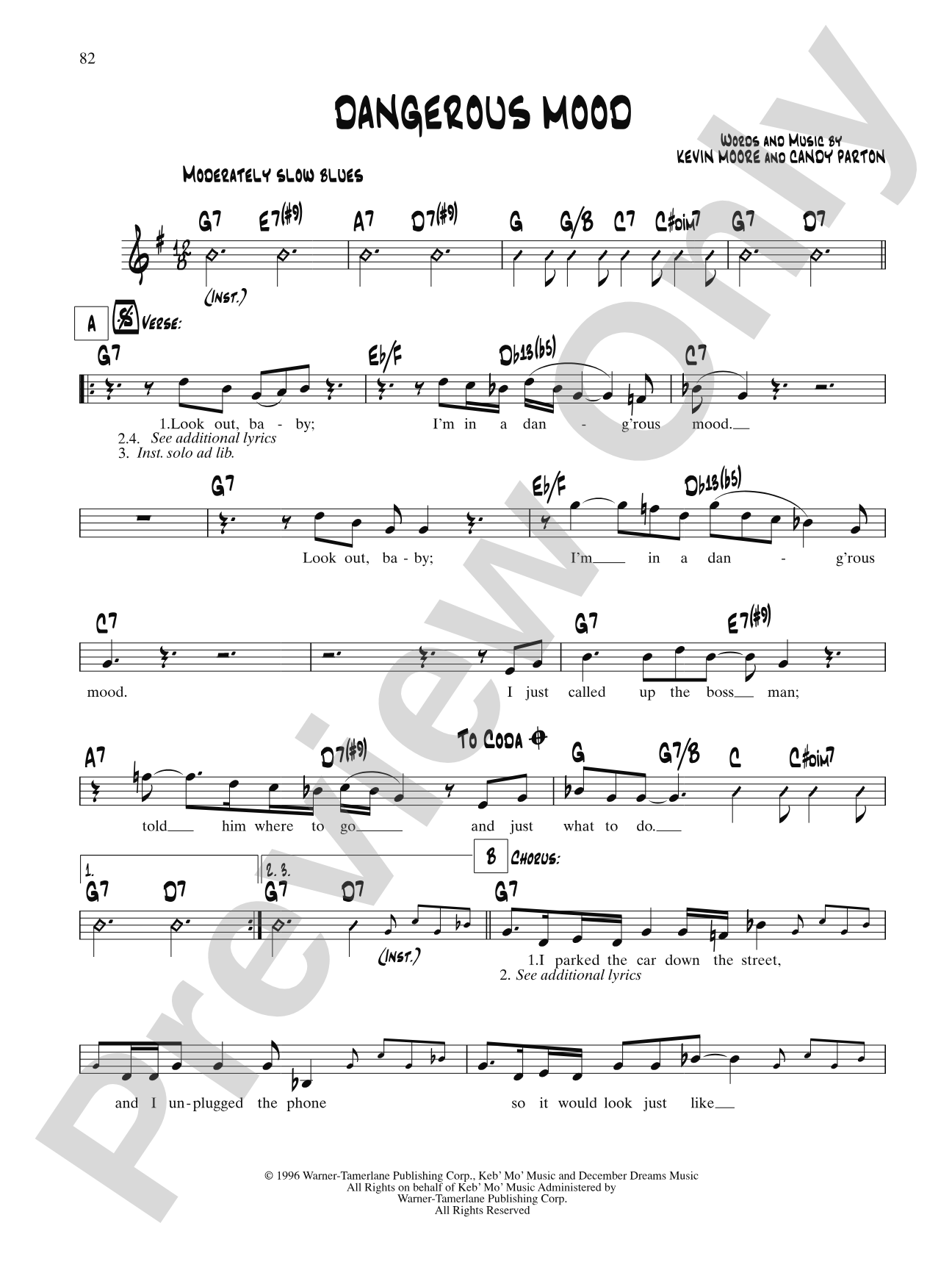 Dangerous Mood: Lead Sheet