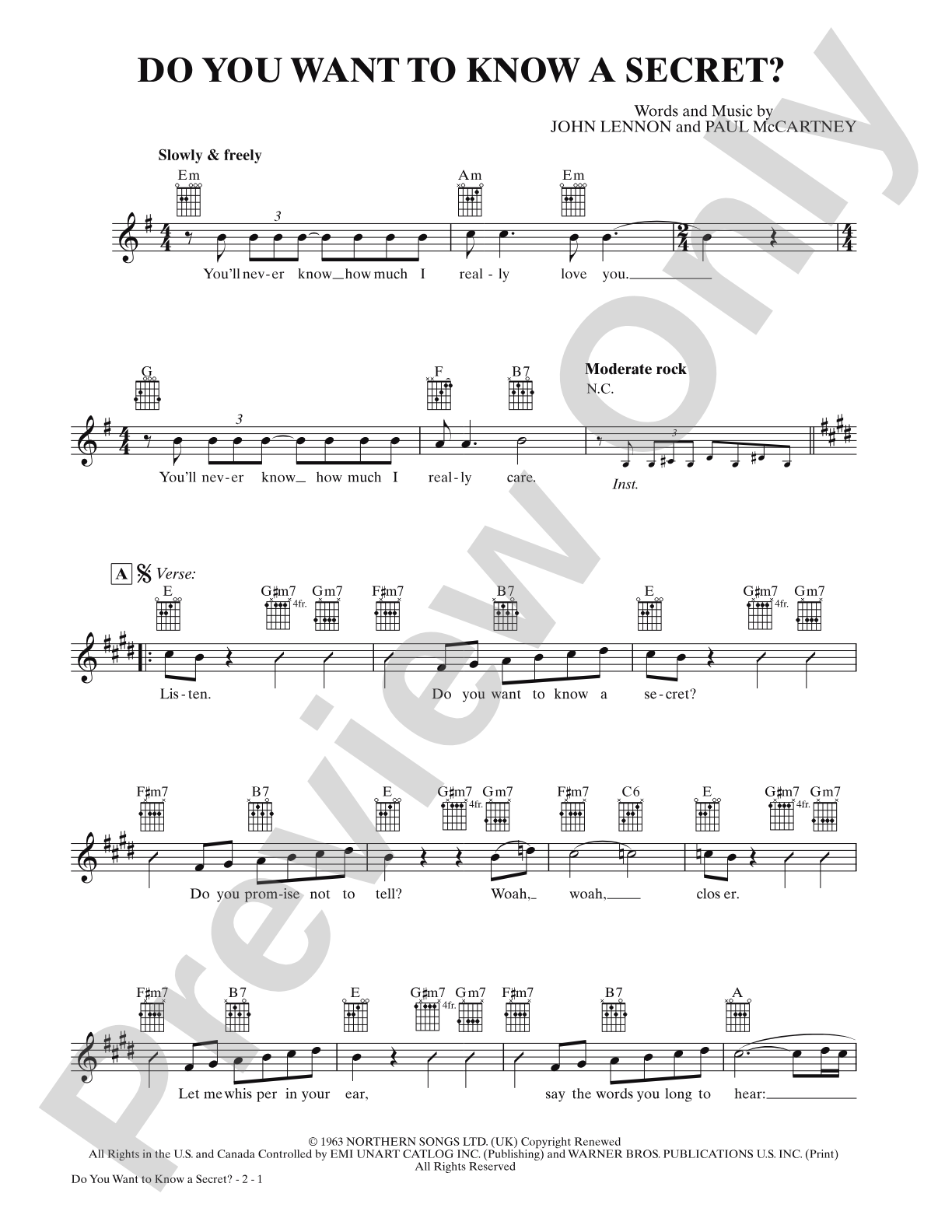 Do You Want To Know A Secret?: Lead Sheet
