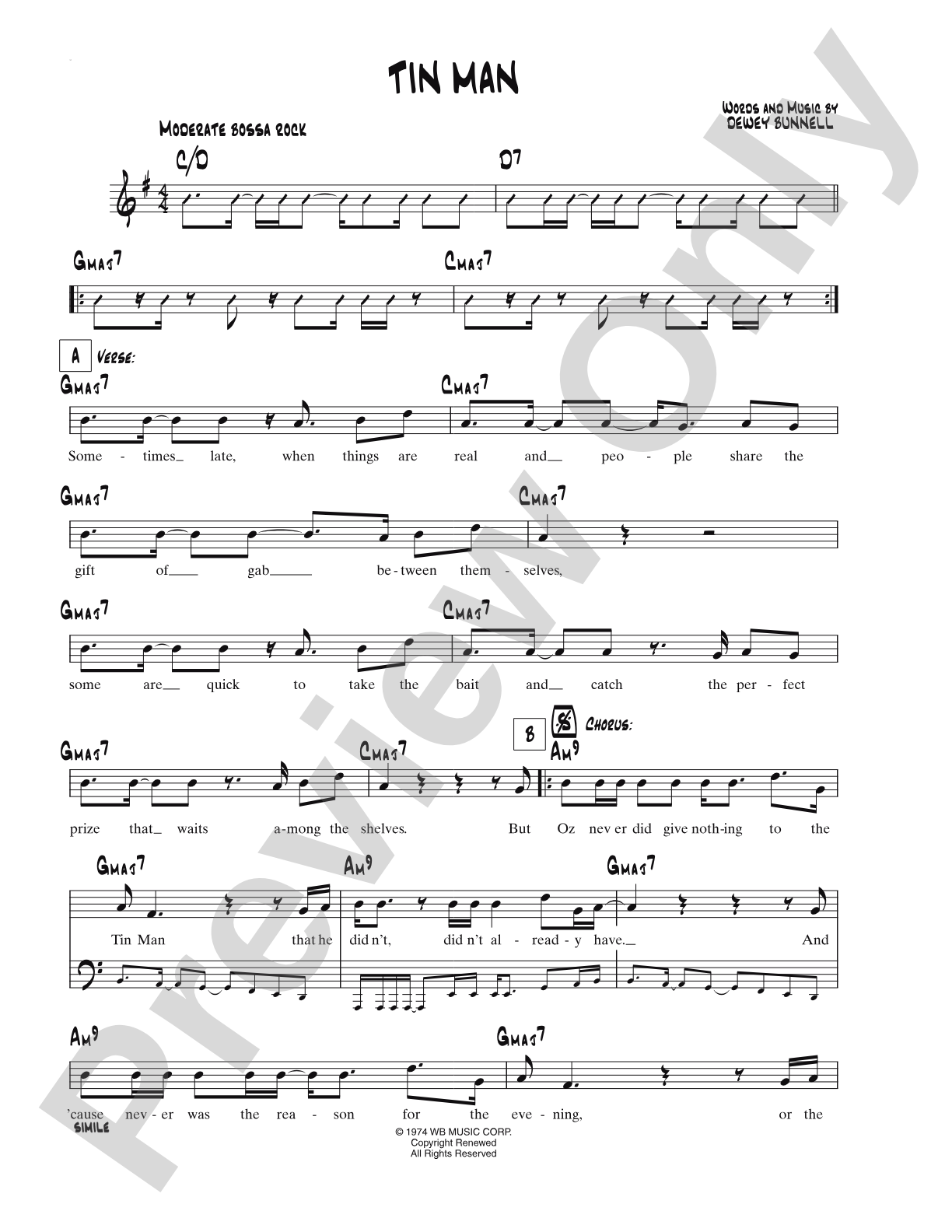 Tin Man: Lead Sheet