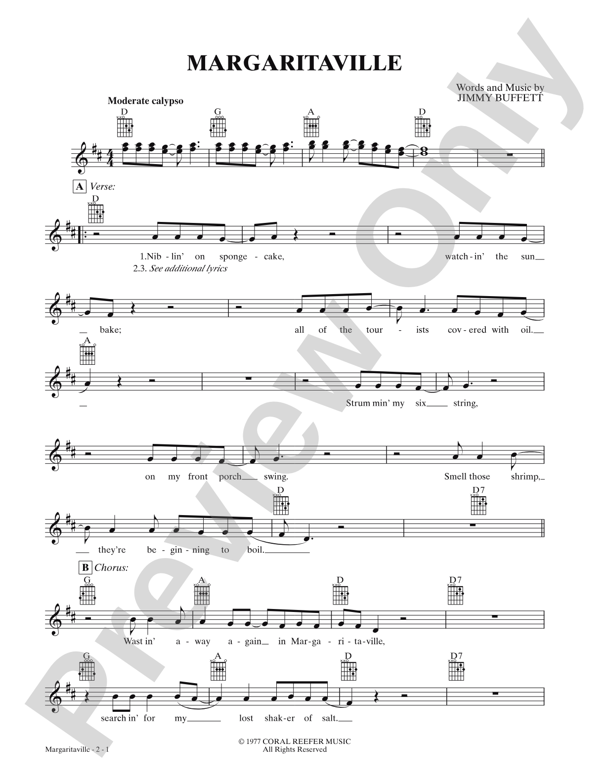 Margaritaville: Lead Sheet