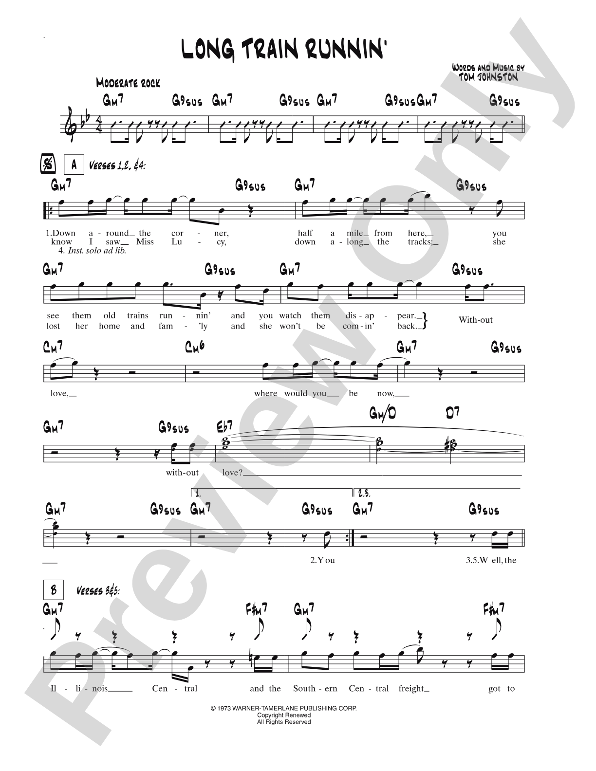 Long Train Runnin': Lead Sheet