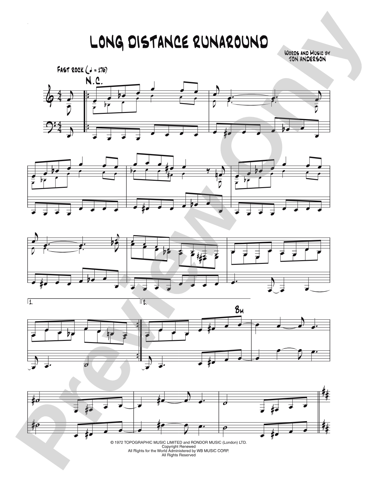 Long Distance Runaround: Lead Sheet
