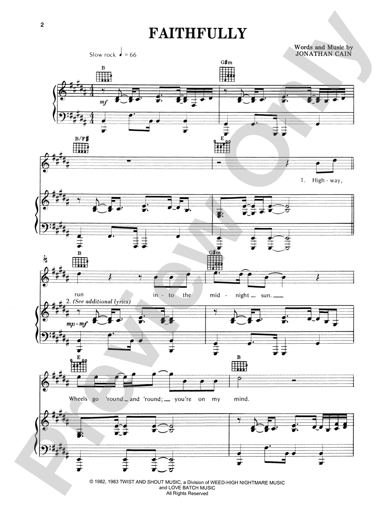 Faithfully: Lead Sheet