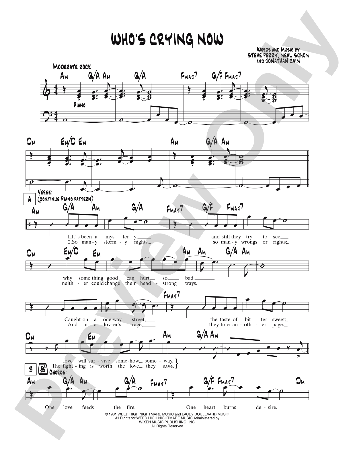 Who's Crying Now: Lead Sheet