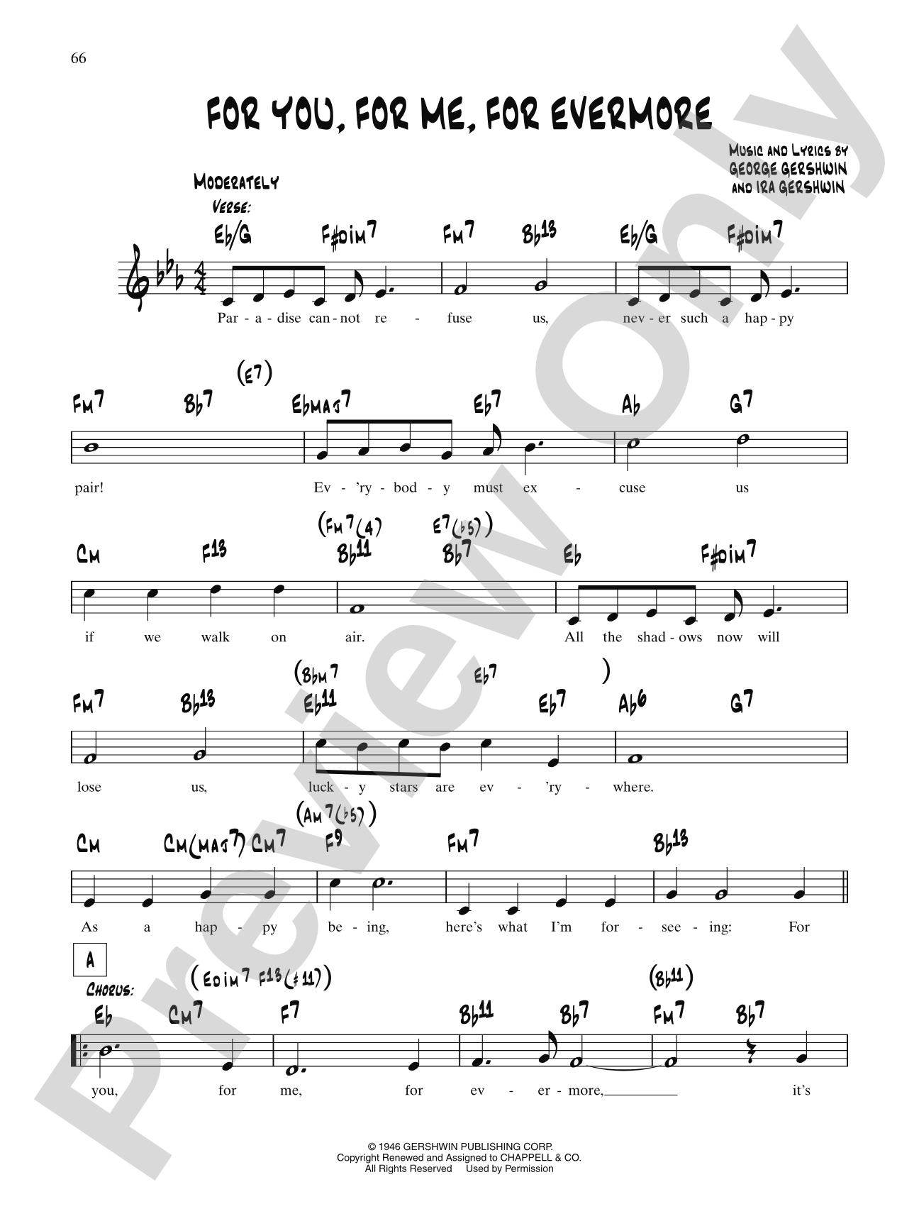 For You, For Me, Forever More: Lead Sheet
