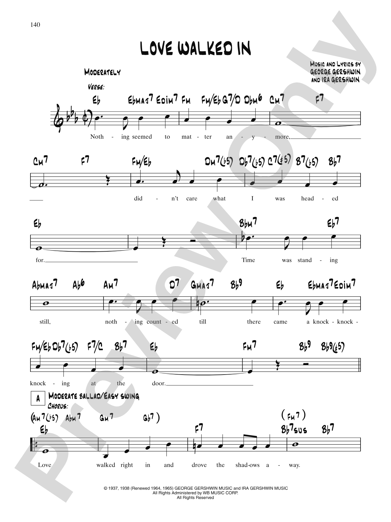 Love Walked In: Lead Sheet