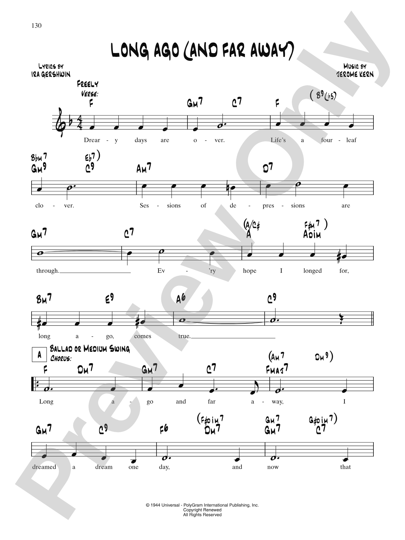 Long Ago And Far Away (From "Cover Girl"): Lead Sheet