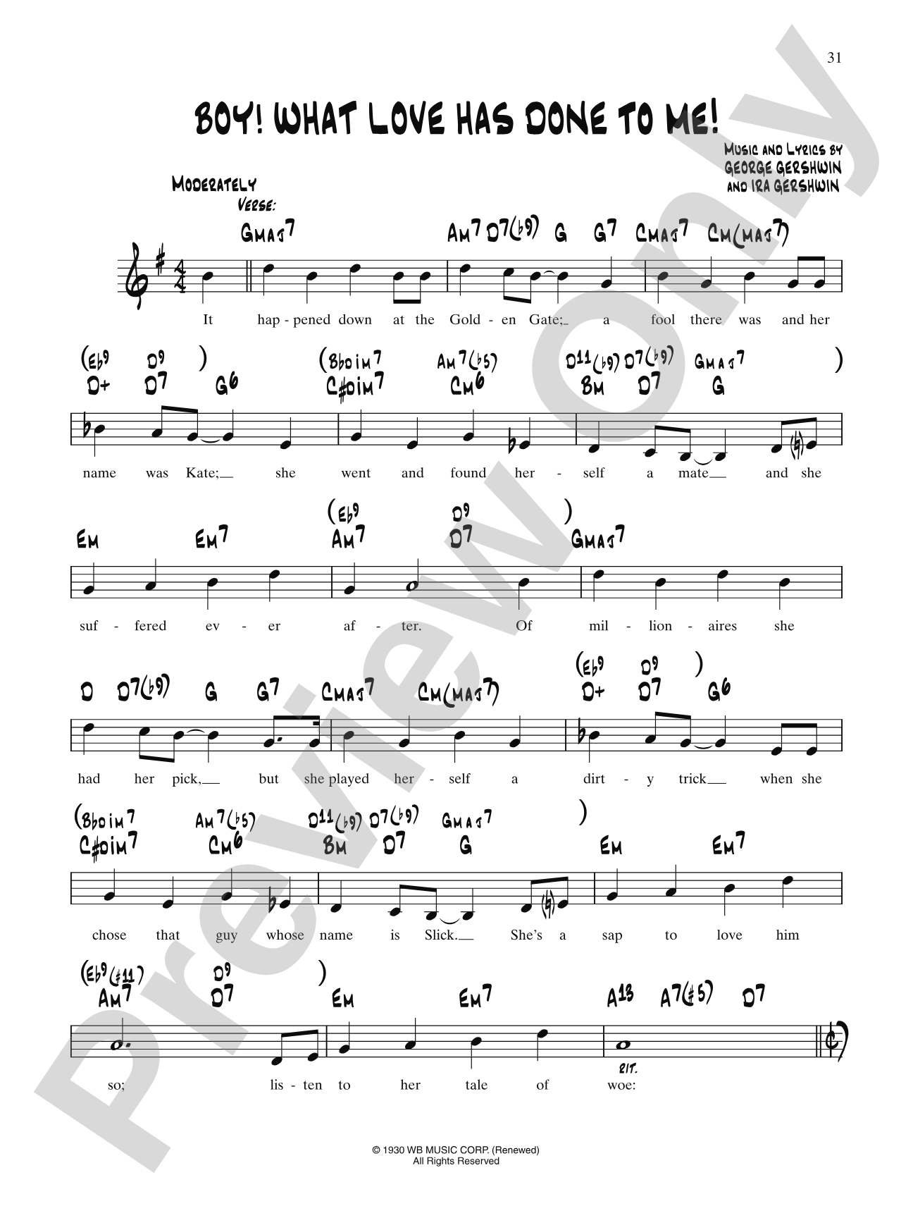 Boy! What Love Has Done To Me!: Lead Sheet
