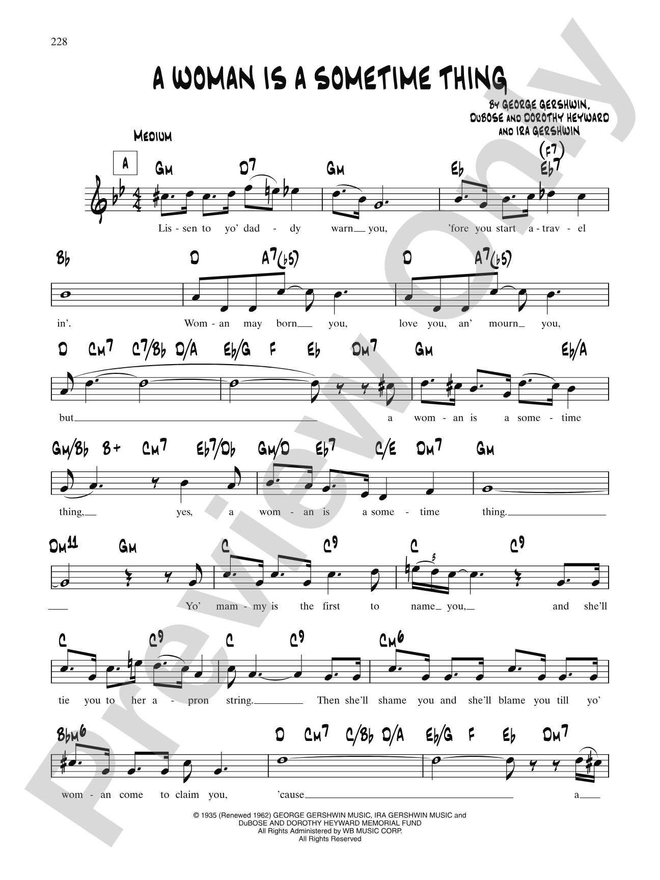 Woman Is A Sometime Thing (Porgy & Bess): Lead Sheet