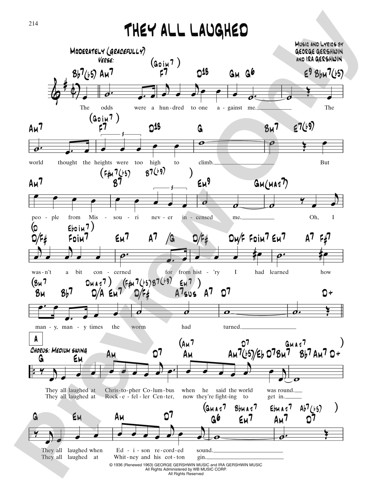 They All Laughed: Lead Sheet