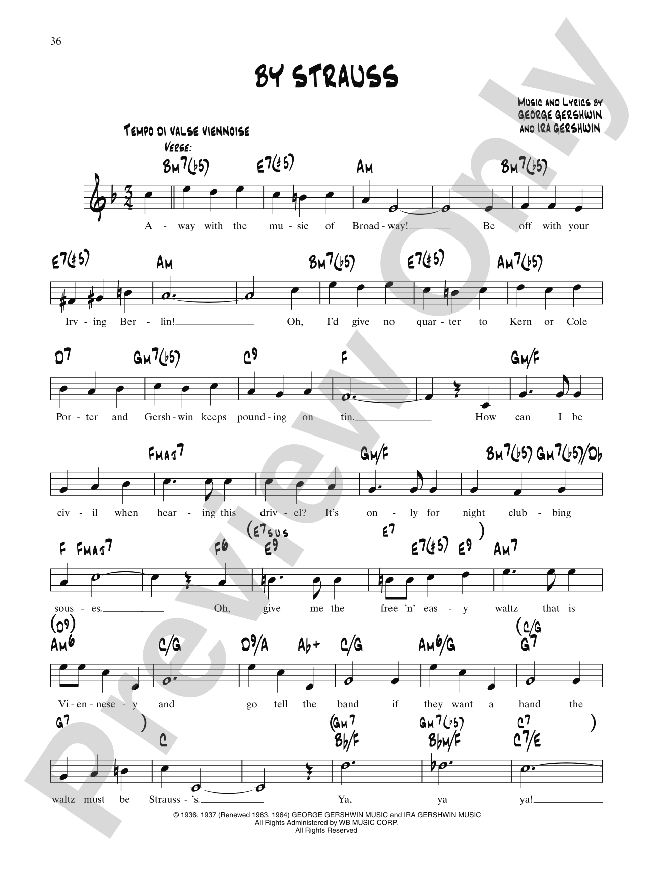 By Strauss (From "The Show Is On"): Lead Sheet
