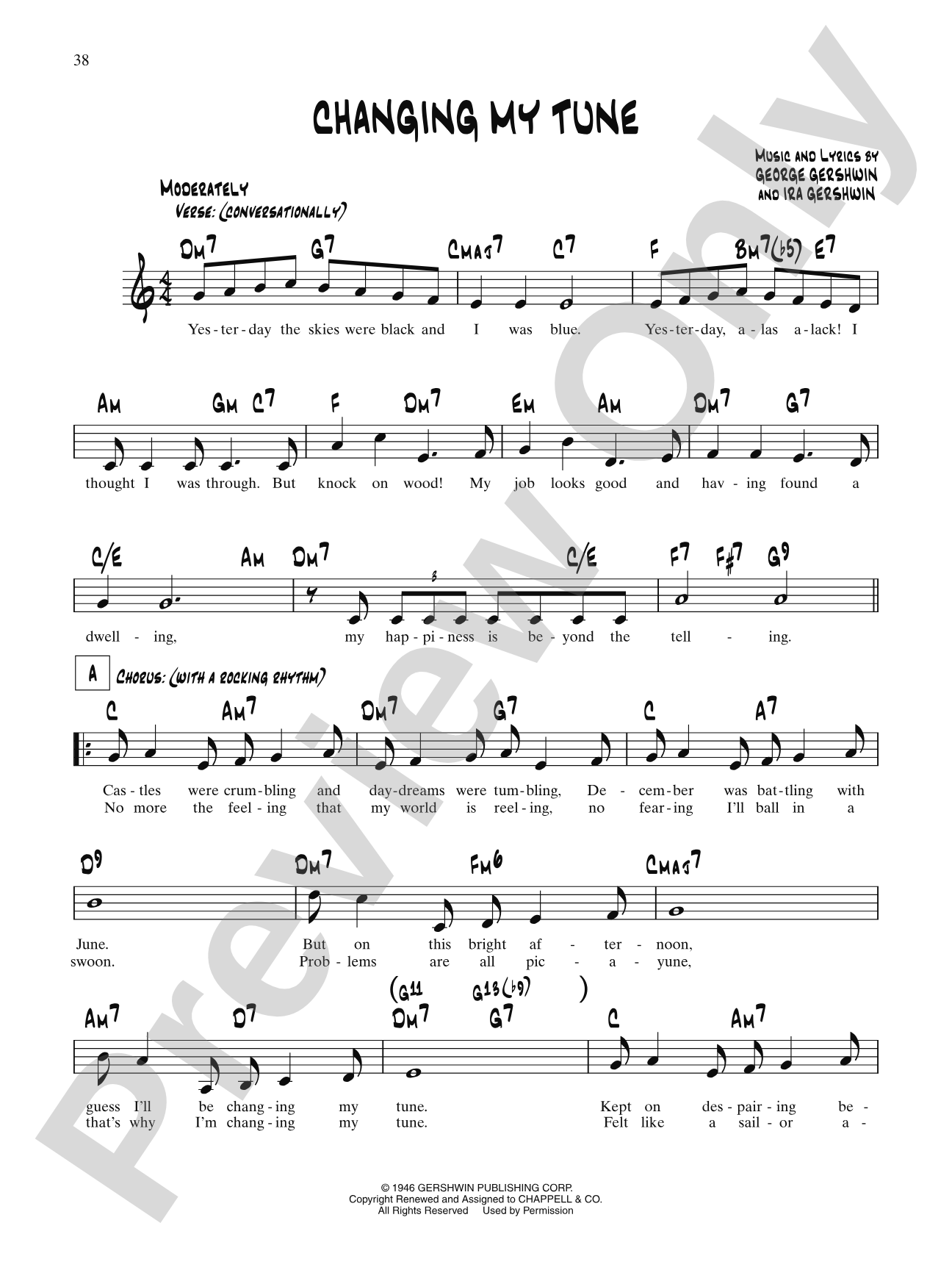 Changing My Tune: Lead Sheet