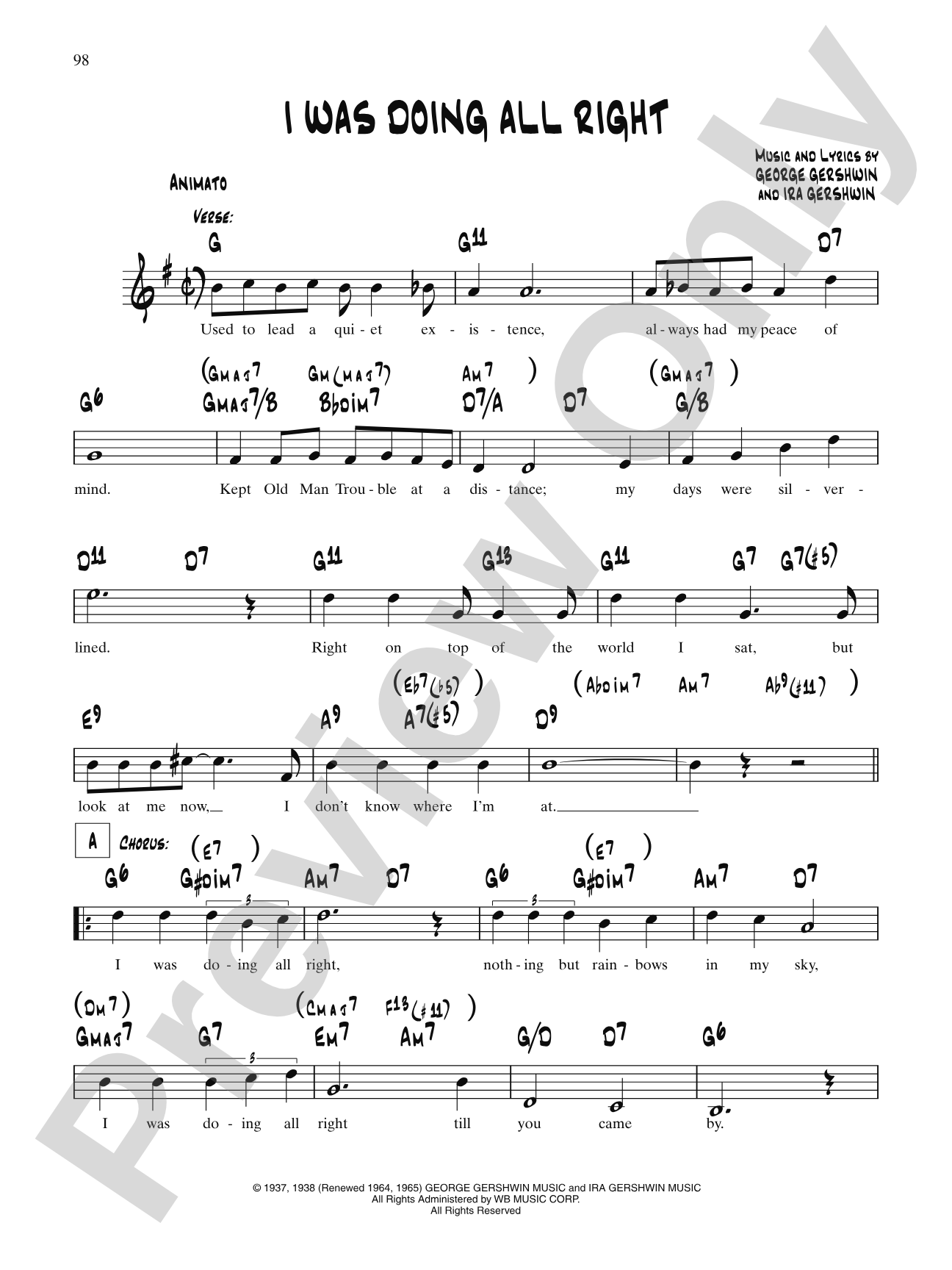 I Was Doing All Right: Lead Sheet