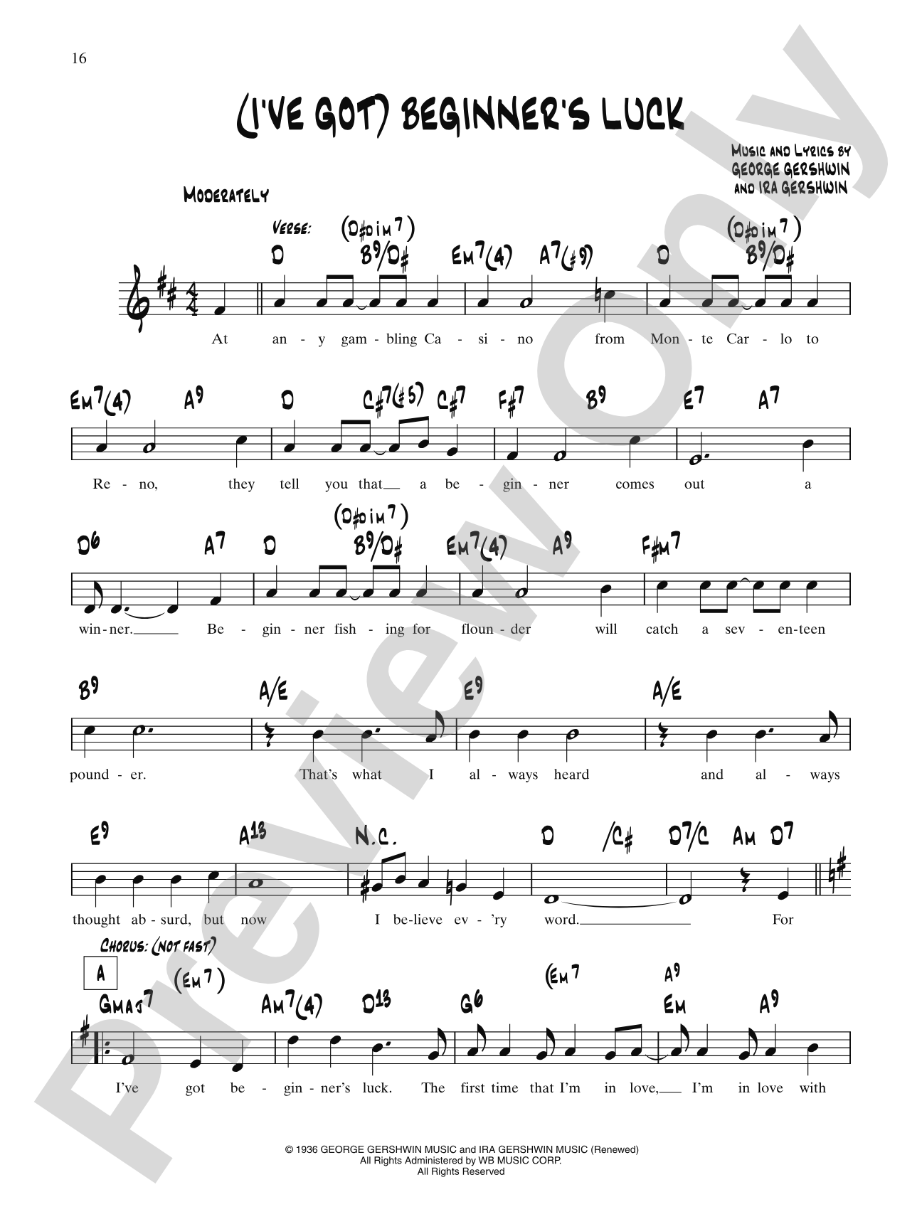 I've Got Beginner's Luck: Lead Sheet