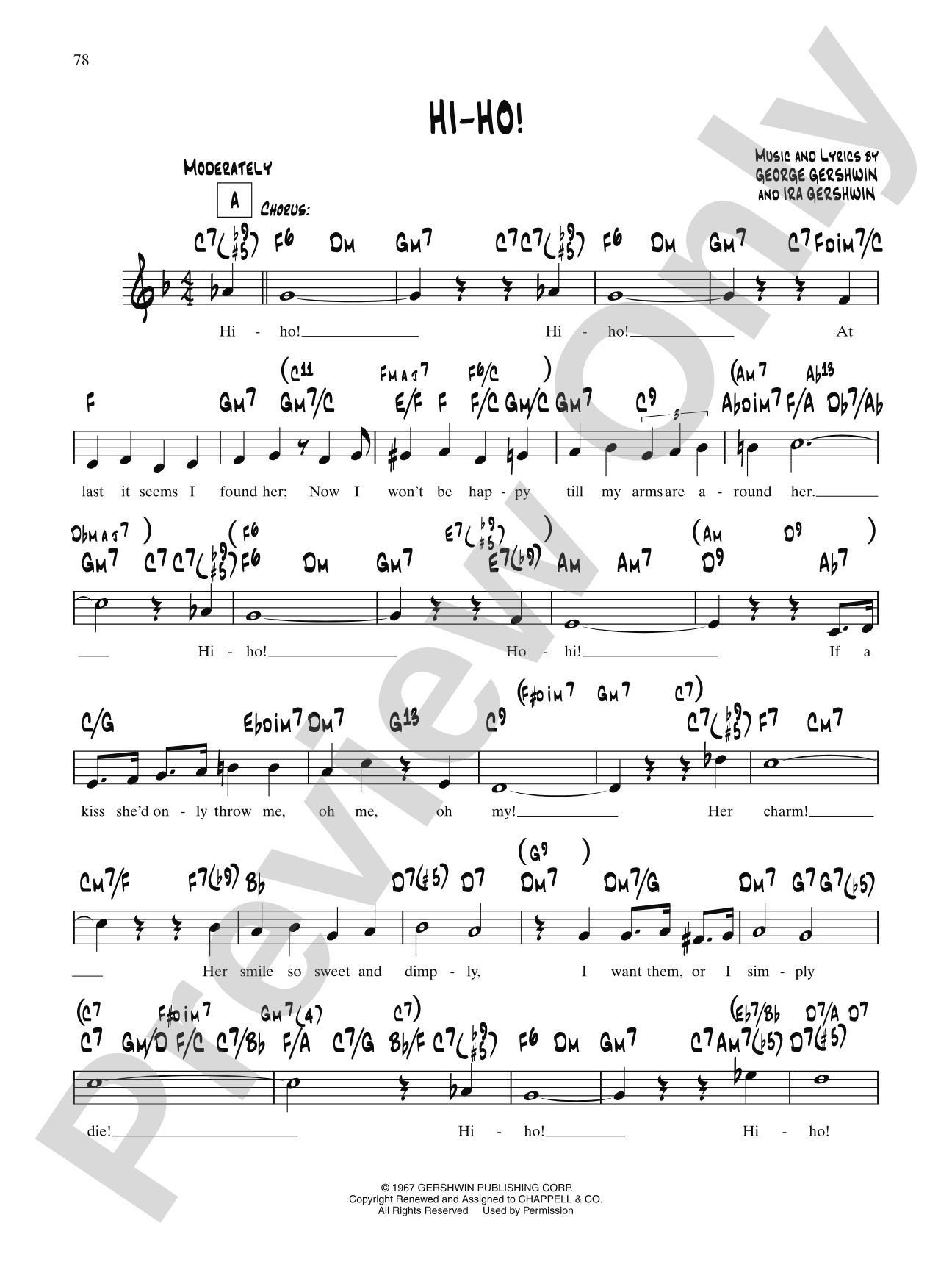 Hi Ho: Lead Sheet
