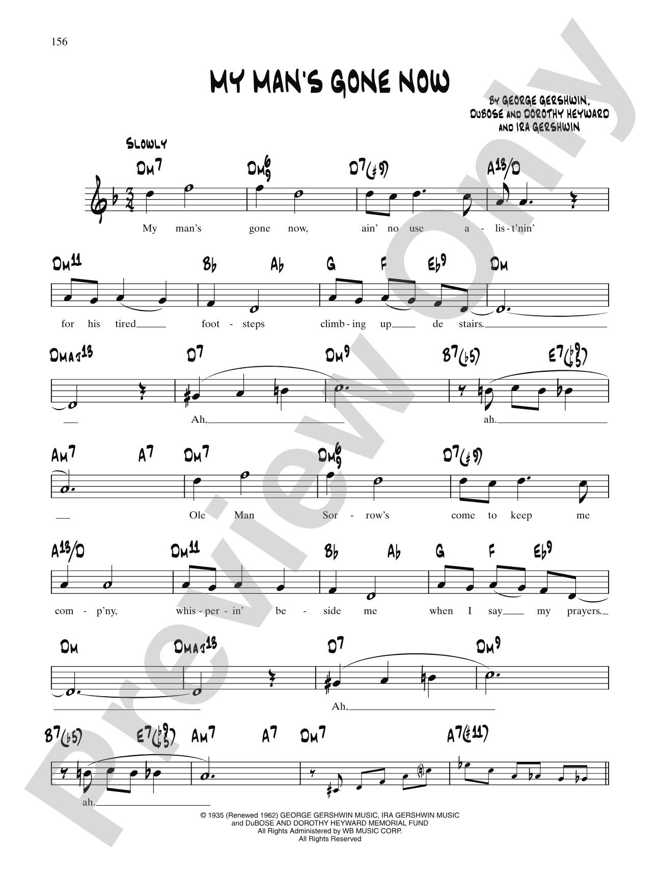 My Man's Gone Now (From "Porgy And Bess"): Lead Sheet