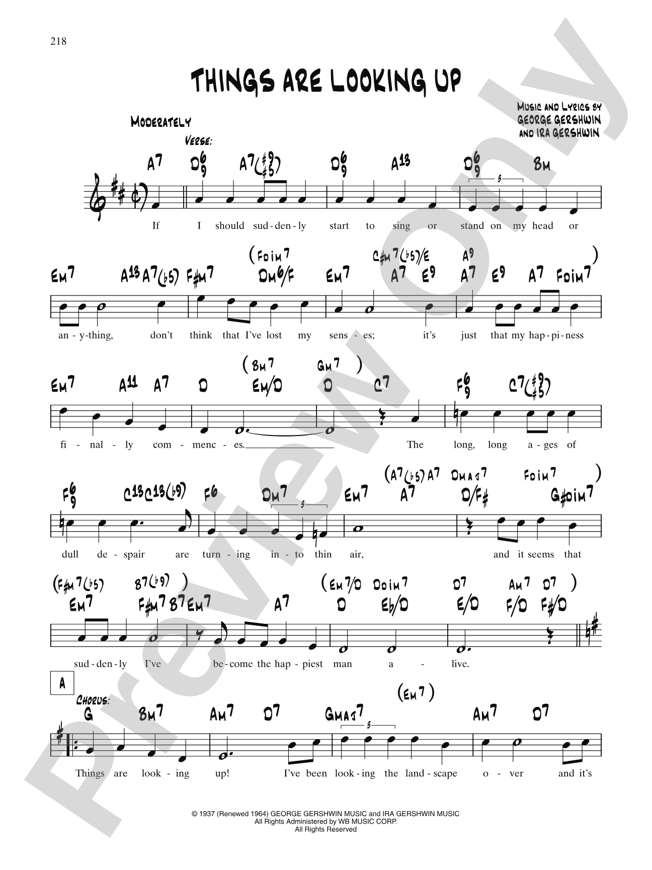 Things Are Looking Up: Lead Sheet