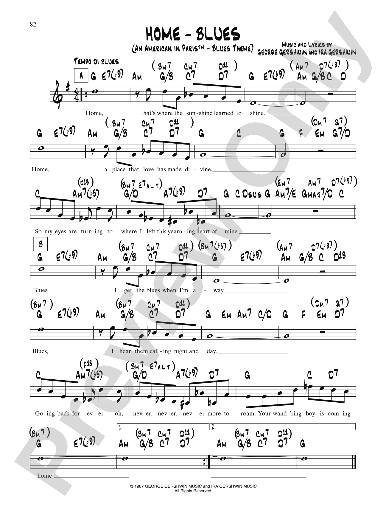 Home Blues: Lead Sheet