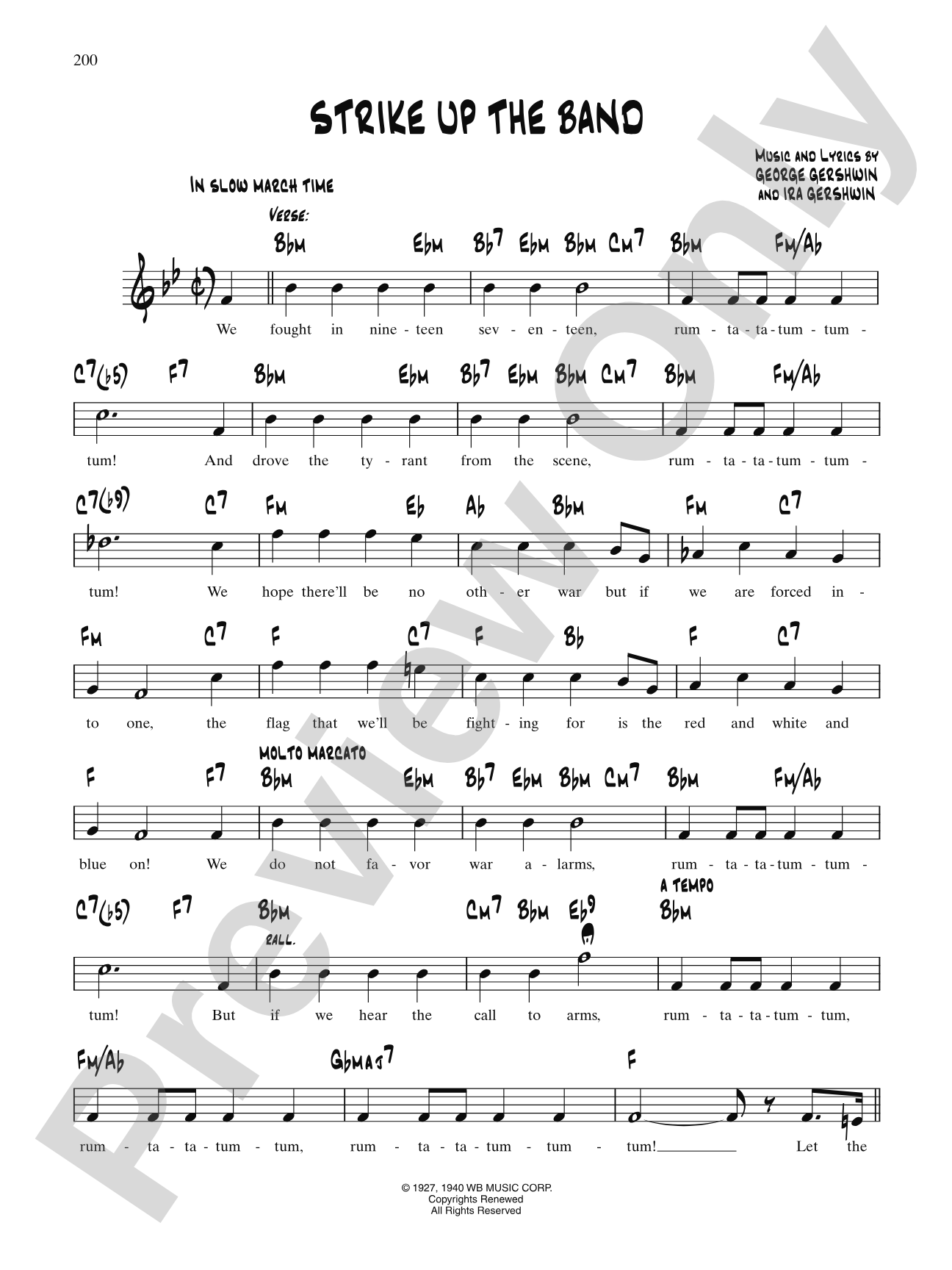Strike Up The Band! (From "Strike Up The Band"): Lead Sheet