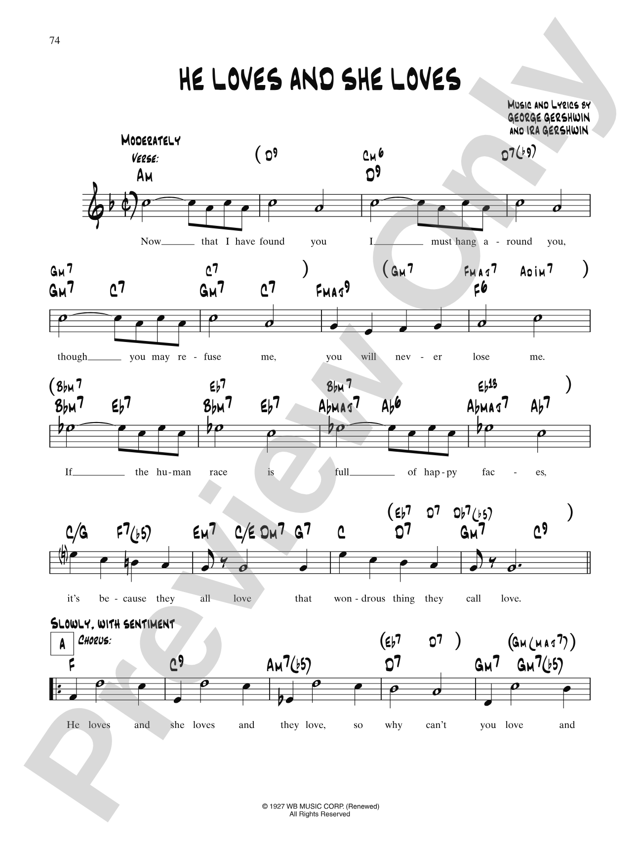 He Loves And She Loves: Lead Sheet